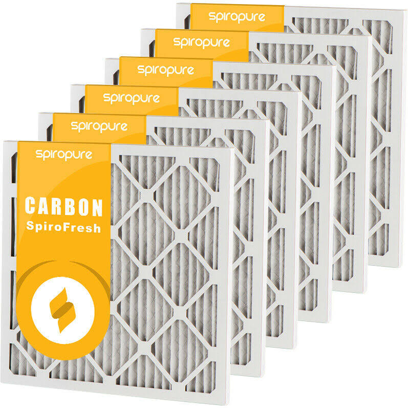 SpiroPure 16x20x1 MERV 8 Odor Reduction Air Filters - Made in USA (6 Pack)