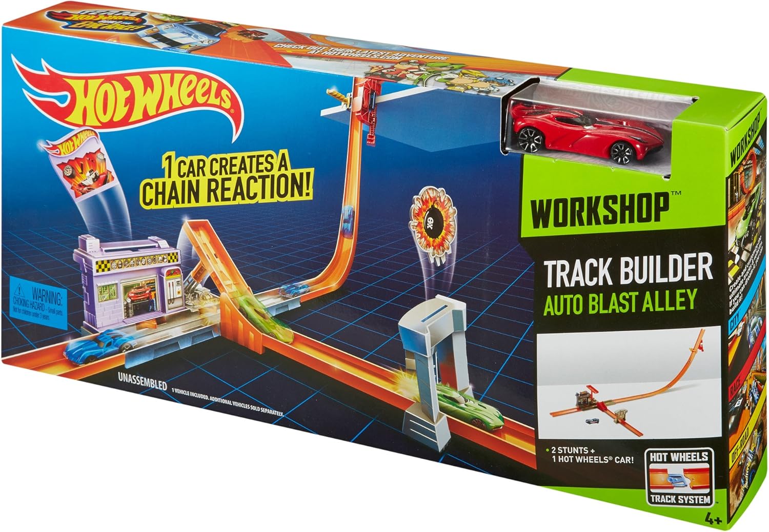 Hot Wheels Track Builder Auto-Blast Alley Track Set