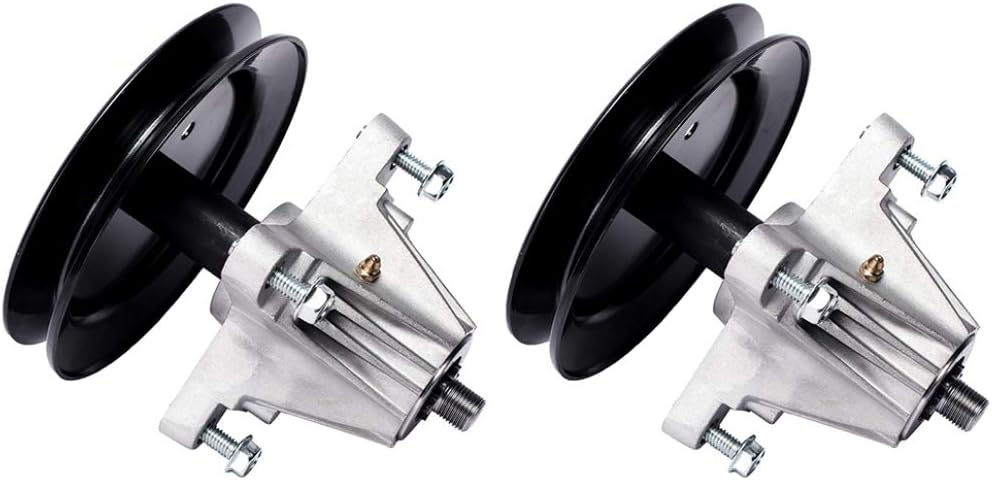 TENGMUJX Lawn Mower for Cub Cadet MTD 918-04822A 918-04822B 618-04822 918-04889 Deck Spindle Assembly Fit Most 42inch and 30-in Mini Riders with Pulley Tapped Bolt and Zerk Fitting Pack of 2