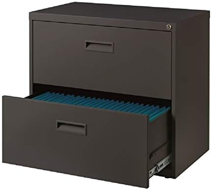 Pemberly Row 2 Drawer Lateral File Cabinet in Black, Fully Assembled