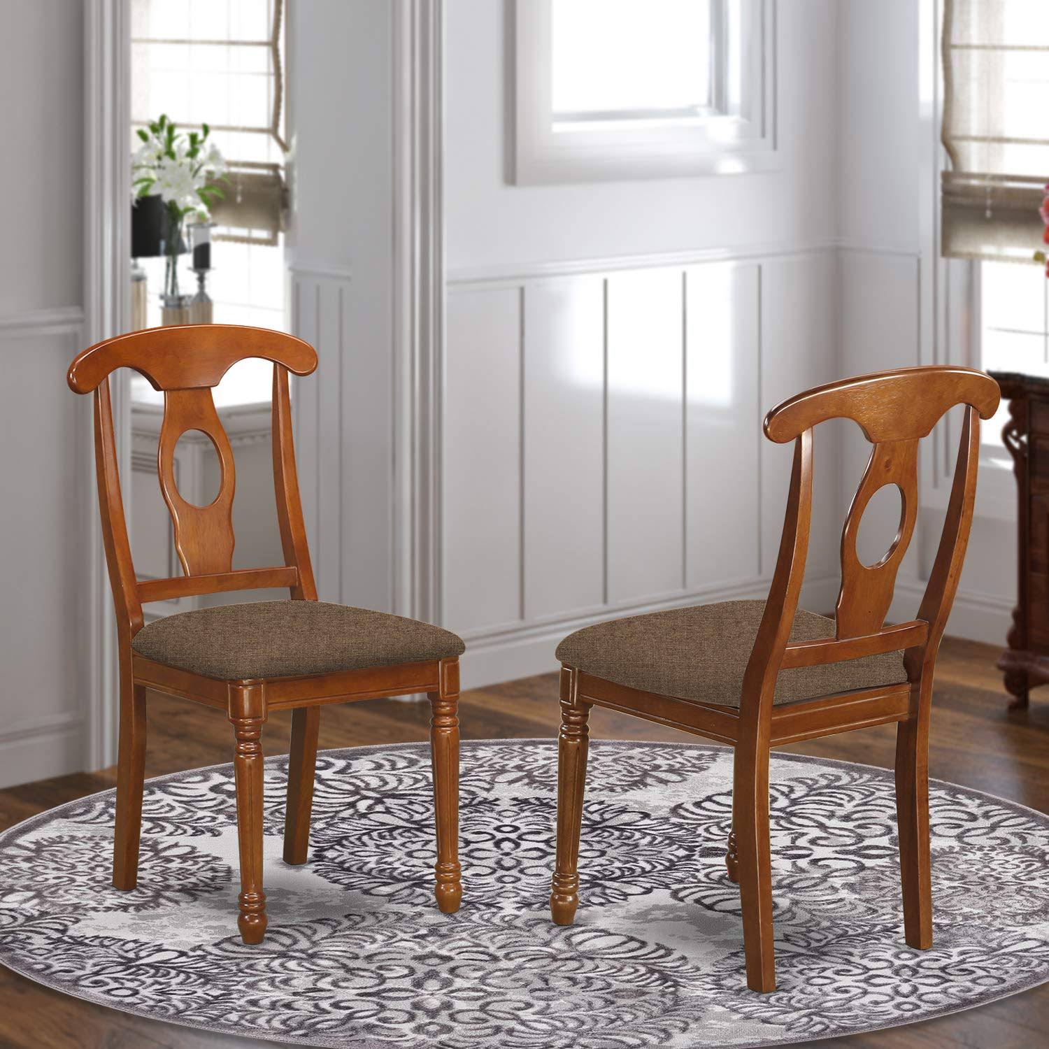East West Furniture NAC-SBR Napoleon Styled Dining Chair (Set of 2)