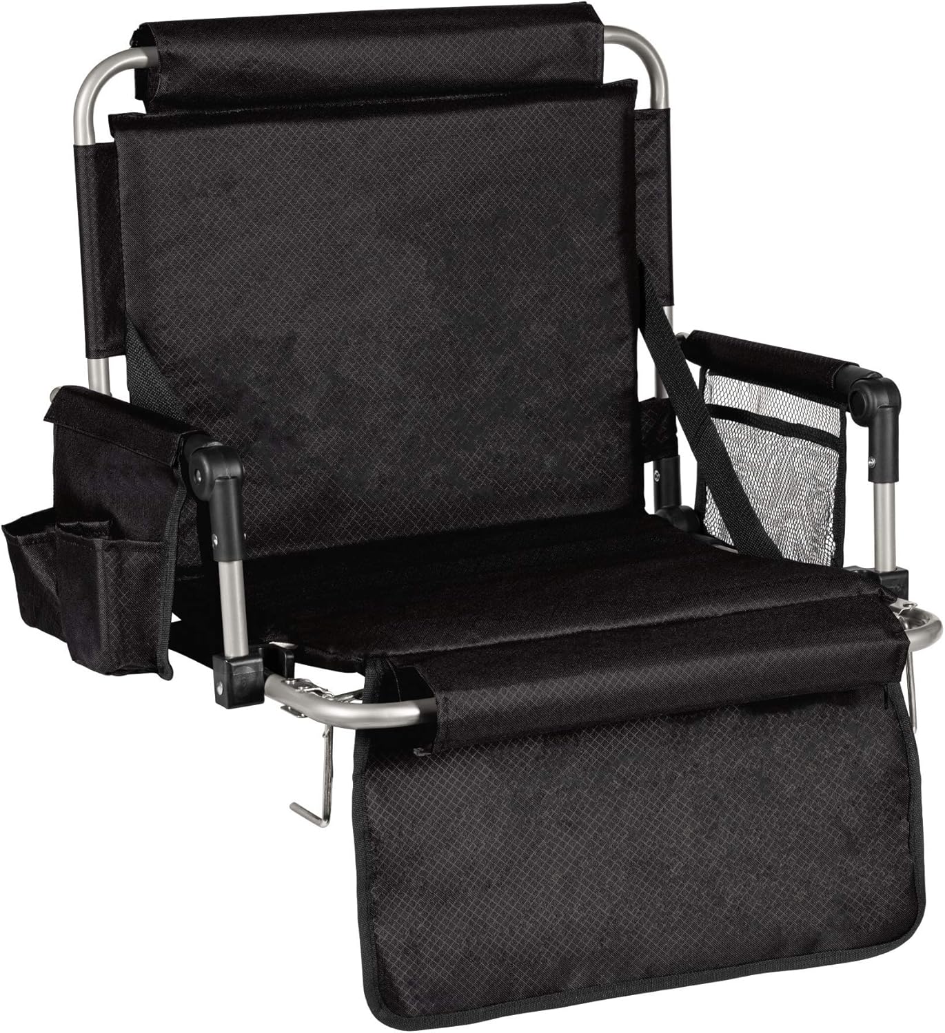 Alpcour Foldable Stadium Bleacher Seat with Backrest and Armrest - Durable and Portable Padded Chair with Pockets and Cup Holder - Perfect for Basketball and Football Bench Seats