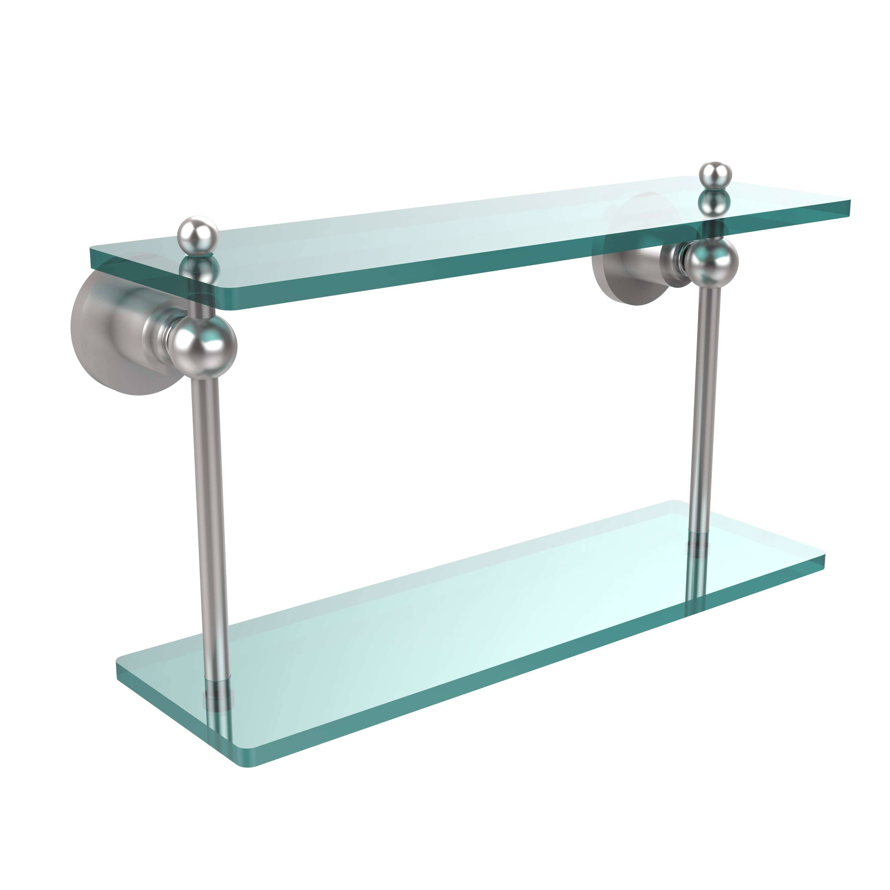 Allied Brass Astor Place Collection 16 inch Two Tiered Glass Shelf Satin Chrome