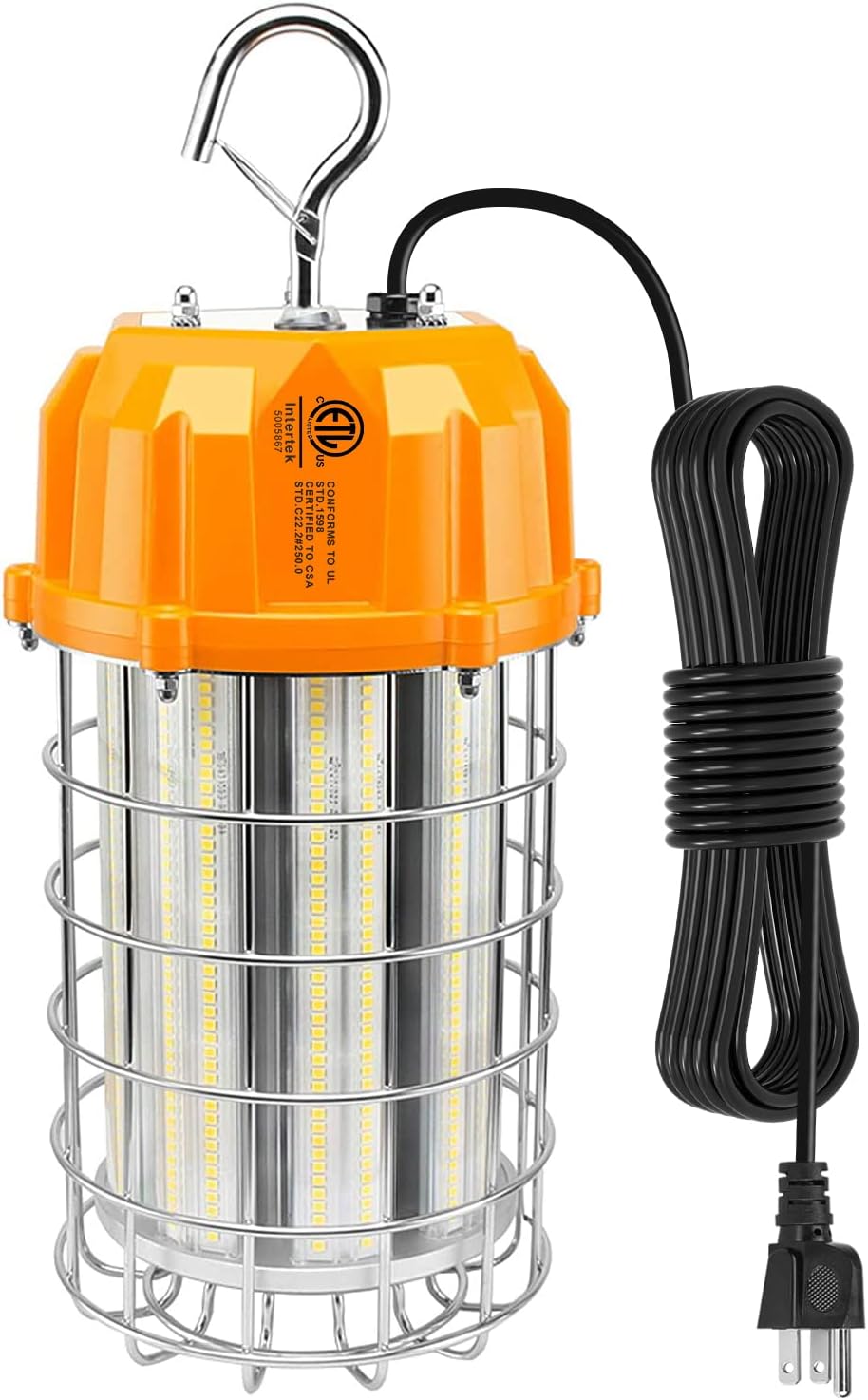 80W LED Temporary Work Light 11,600LM 360° Illumination 10' Cable with 120V Plug Portable Hanging Construction Work Lights IP65 Plug-n-Play for Job Site Warehouse Garage Lighting Pack of 2