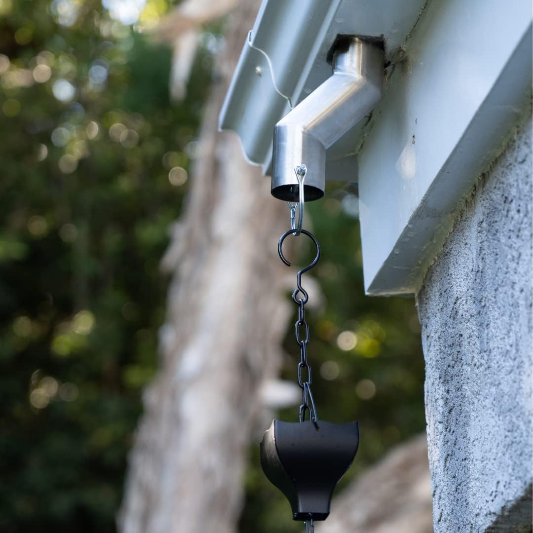 Jitane Rain Chain Gutter Adapter Kit Stainless Steel - Offset for Drains Not Directly Under Gutter - Rain Chain Installer Pack of 2