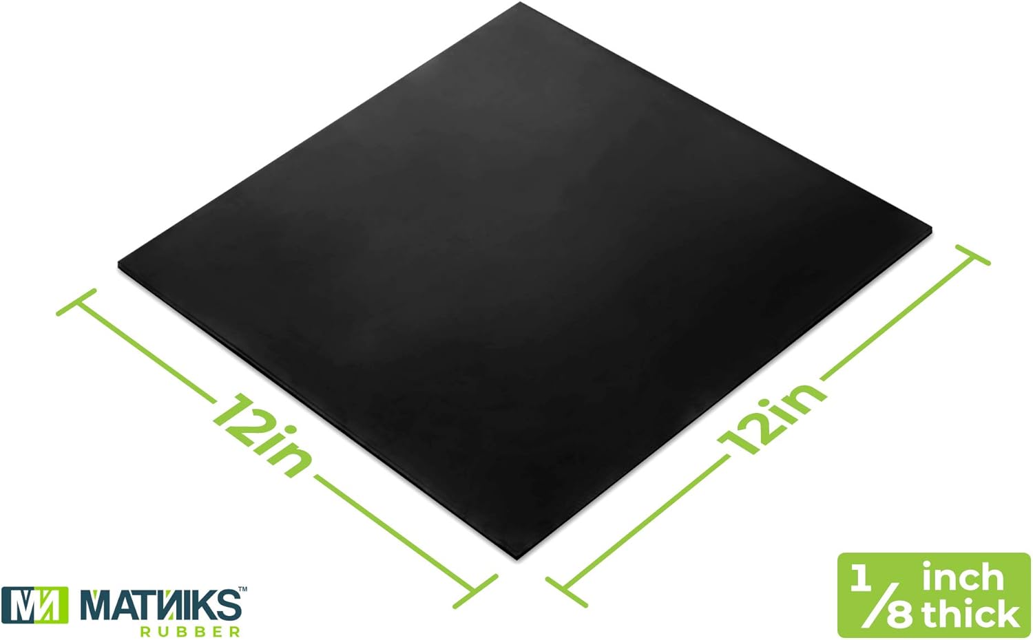 MATNIKS Rubber Sheet, Heavy Duty, High Grade 60A, Neoprene Black, 12x12-Inch by 1/8 (+/- 5%) for Plumbing, Gaskets DIY Material, Supports, Leveling, Sealing, Bumpers, Protection, Flooring