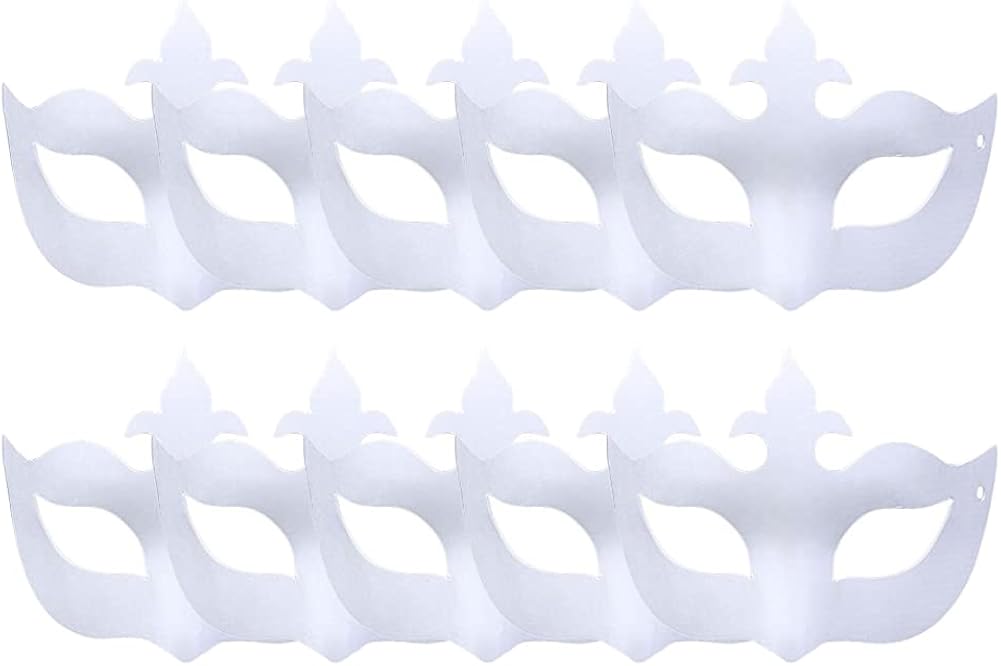 Meimasks DIY White Paper Mask Pulp Blank Hand Painted Mask Personality Creative Free Design Mask Pack of 2