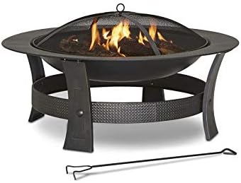 35-in W Black/High Temperature Powder Coated Steel Wood-Burning Fire Pit