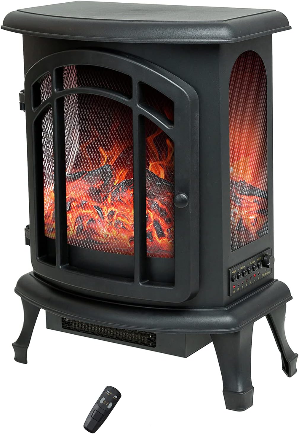 C-Hopetree Portable Electric Wood Stove Fireplace with Flame Effect, Freestanding Indoor Space Heater with Remote, 24 inch Tall