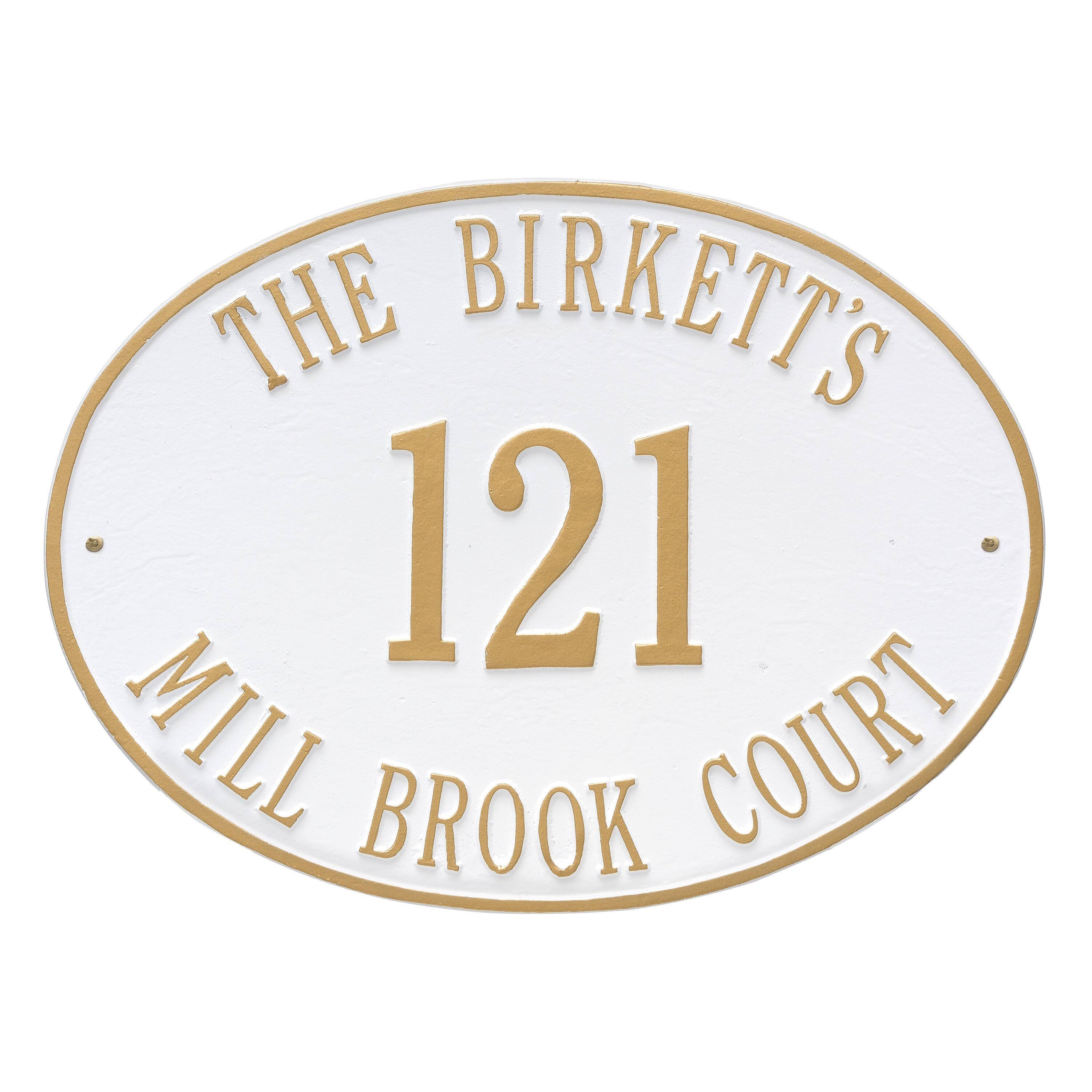 Whitehall Products Hawthorne Oval Estate Wall Three Line Black/White