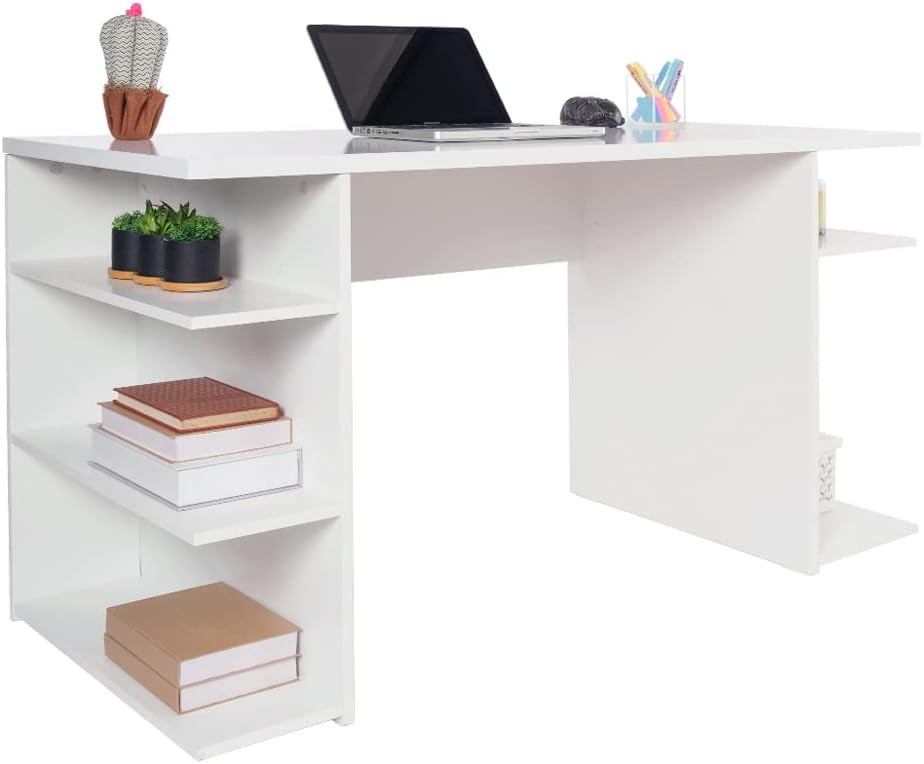 MADESA Computer Desk with Shelves, Home Office Desk Writing Workstation for Large Monitor Stand, Gamer Table Wood Desk, Gaming Computer Desk (Black)