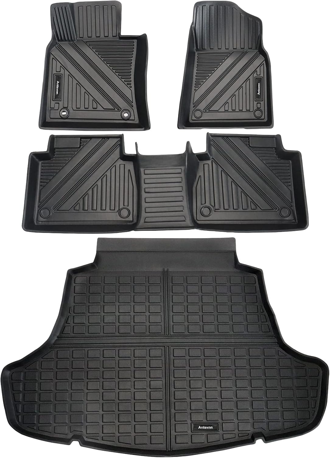Antsvnn Floor Mats 2 Row and Cargo Liner Compatible with 2018 2019 2021 2022 Toyota Camry All Weather Rubber Floor Liners Black (FWD Only Models Only) (No Hybrid)