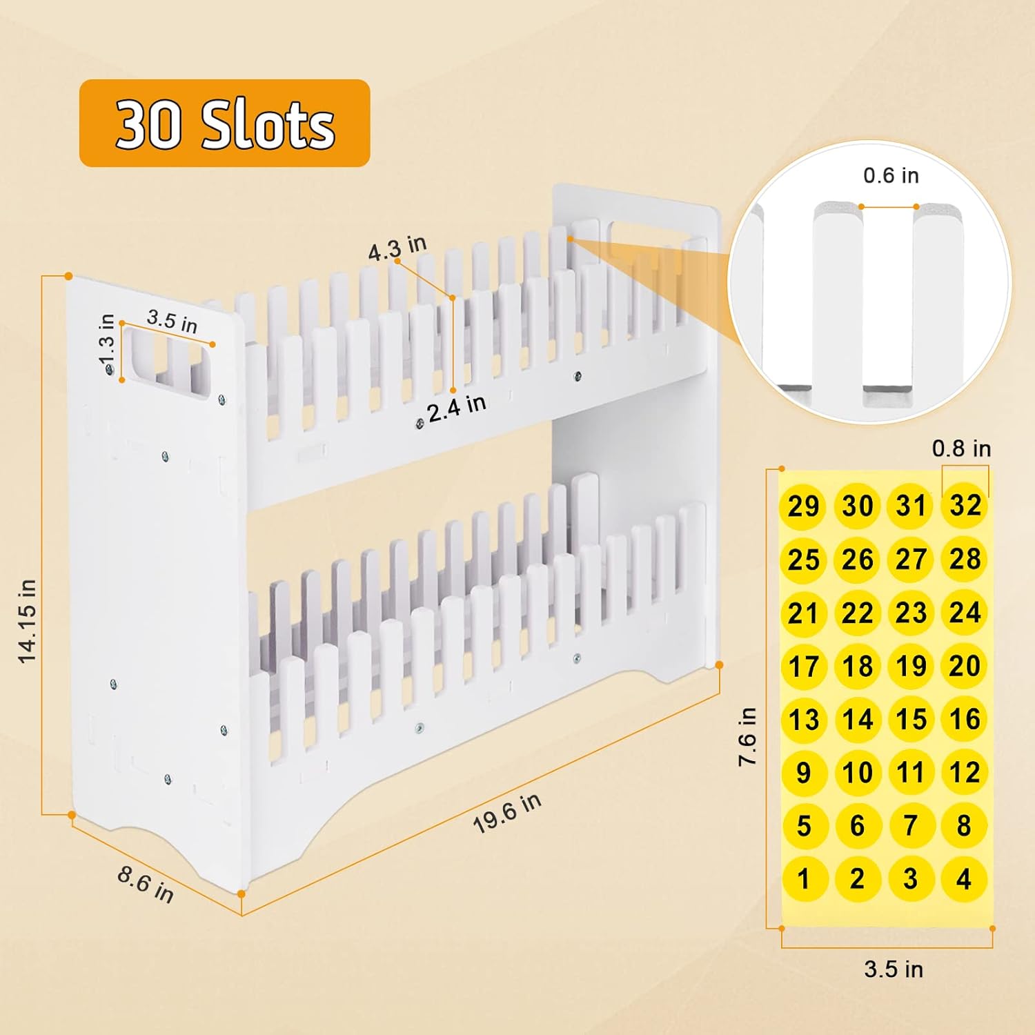 Ozzptuu Cell Phone Holder Classroom Cell Phone Storage 2-Tier Multiple Cell Phone Stand Rack with 1-30 Number Stickers PVC Board Mobile Phone Holder Desktop Organizer for Classroom Office (30 Slots)