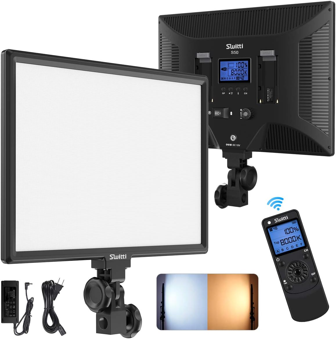 Switti LED Video Light with 2.4G Remote Control, Dimmable Bi- Color 3000K-8000K Photography Lighting, 15.4 Inch Ultra-Thin Panel Light for YouTube TikTok Game Live Stream Video Conference Pack of 2