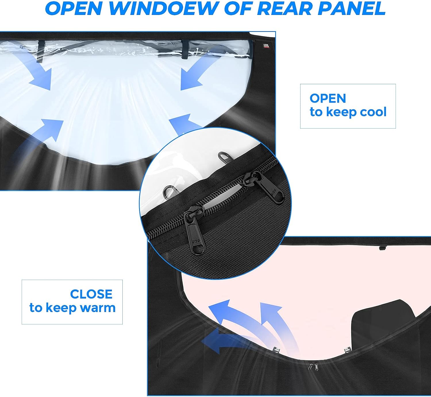 Pioneer 1000 5 Mid Panel with Open Window, kemimoto UTV Fabric Window Compatible with Pioneer 1000-5 2016 2017 2018 2019 2020 2021 0SR95-HL4-211A Pack of 2