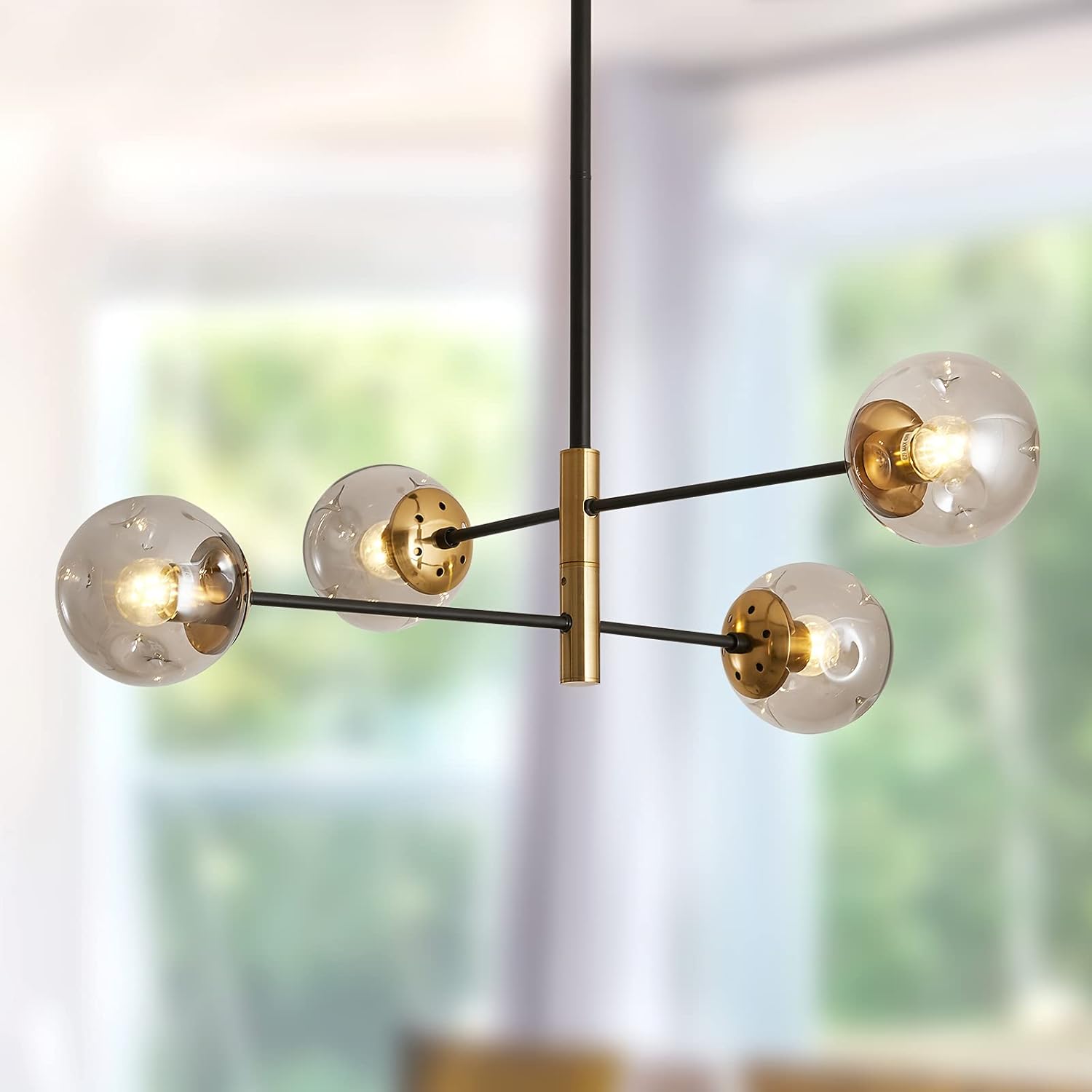 SZXYKEJI 12-Light Glass Chandelier，Large&nbsp;Chandeliers&nbsp;for&nbsp;High Ceilings， Rustic Ceiling Lighting Fixture Pendent Light for Kitchen Dining&nbsp;Room Living Room Bedroom Office （Black）.