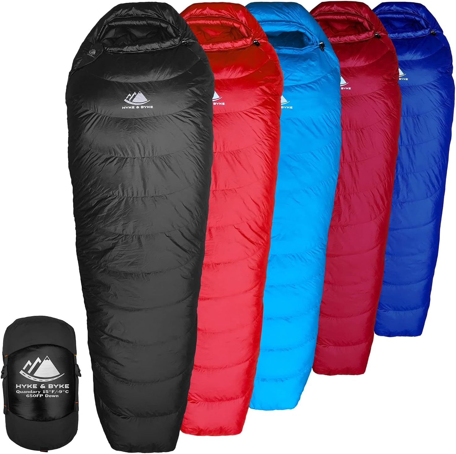Hyke & Byke Quandary 15 F Hiking & Backpacking Sleeping Bag - 3 Season, 650FP Duck Down Sleeping Bag - Ultralight