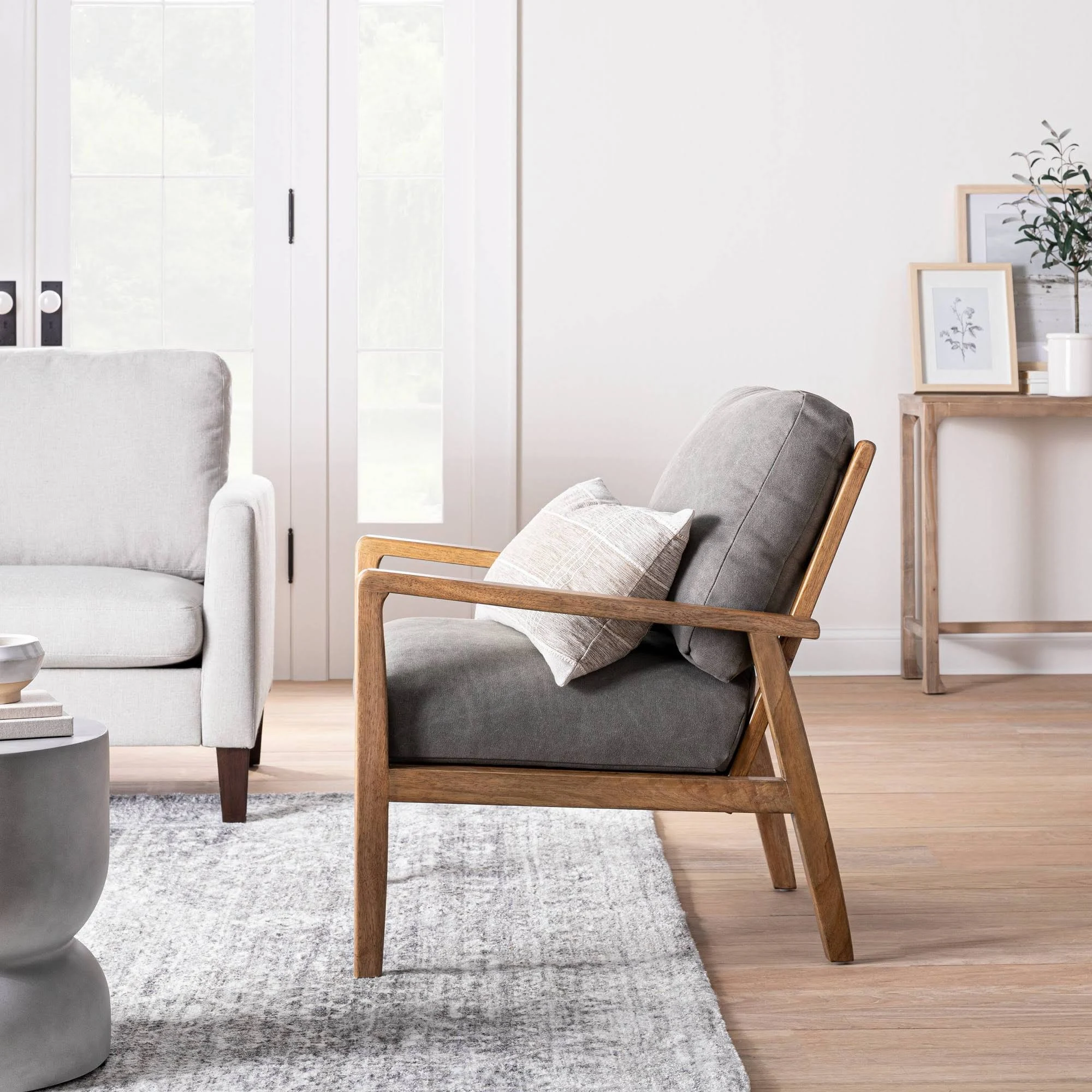 Dagget Mixed Material Accent Chair Gray - Threshold Designed with Studio McGee