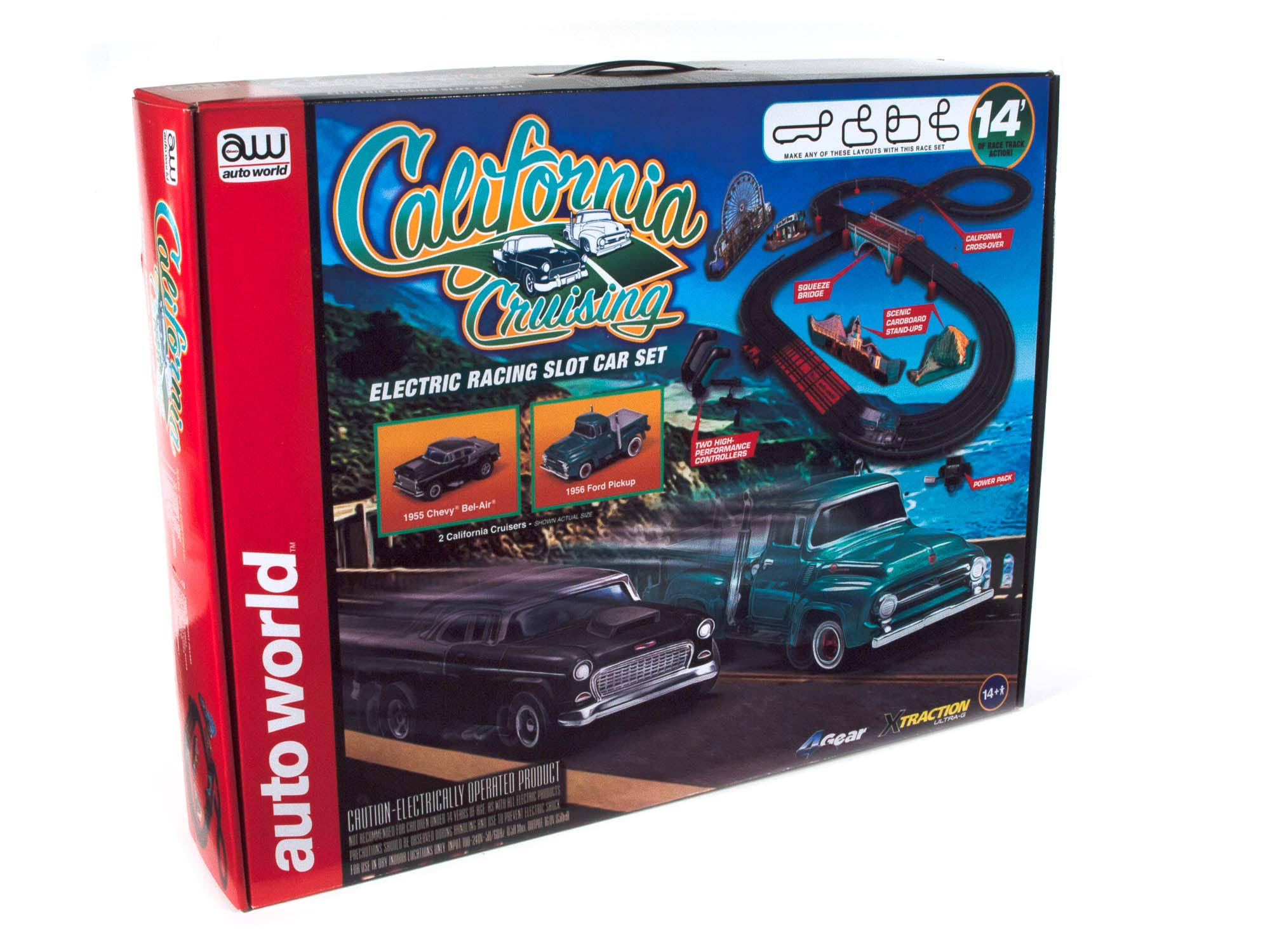 Auto World 14& California Cruising The Pacific Coast Highway Slot Race Set