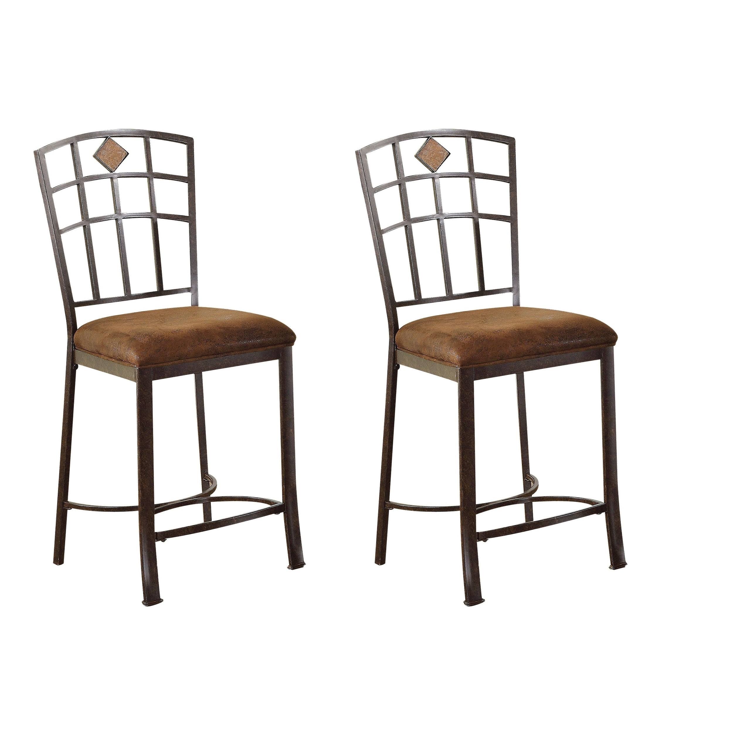 Acme Tavio Fabric u0026 Black W Gold Brush Counter Height Chair (Set-2)