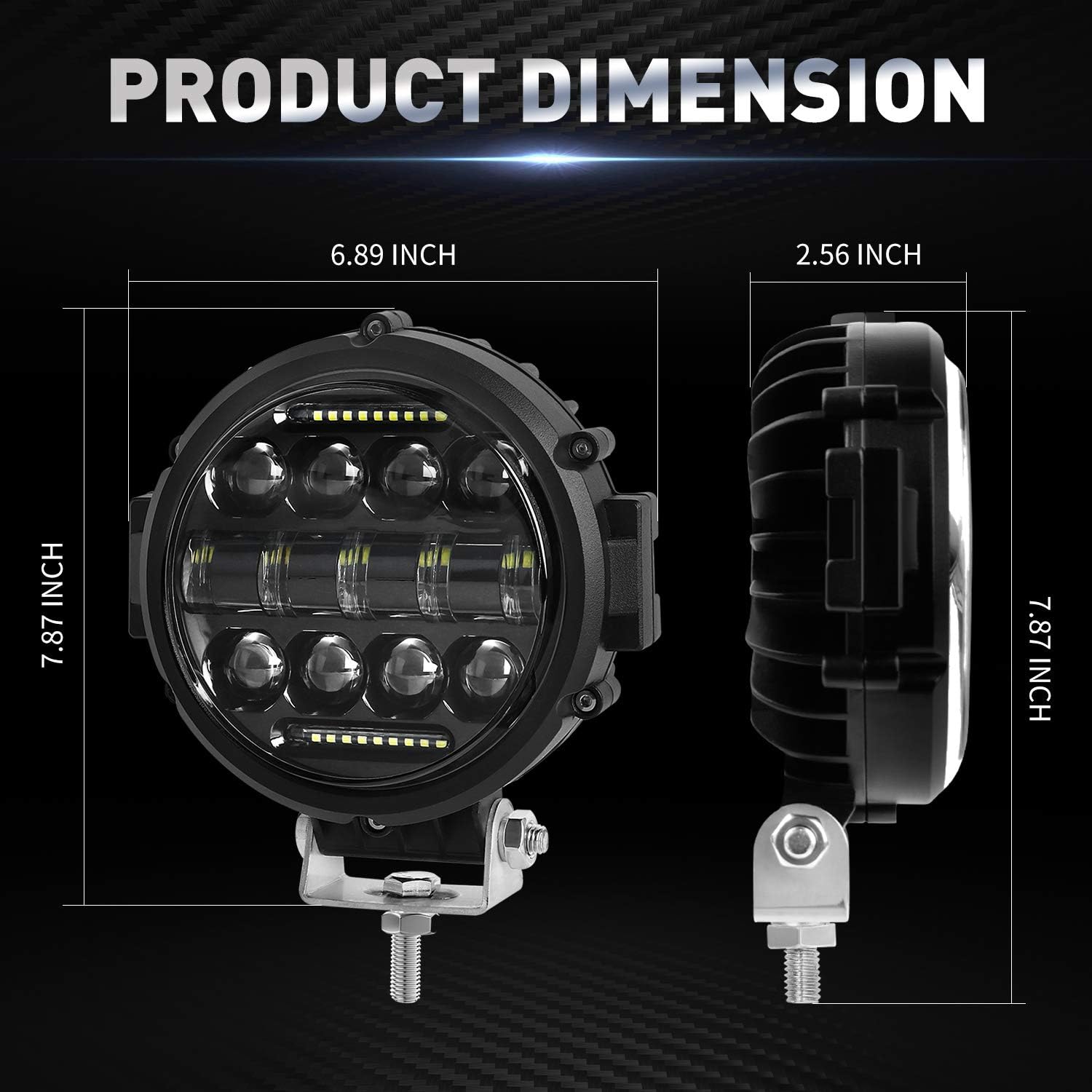 Round LED Work Light, AAIWA 60W Flood Spot Combo Beam LED Light Bar with Daytime Running Light, 2PCS Off Road Driving Lights for Truck Pickup SUV ATV UTV Pack of 2