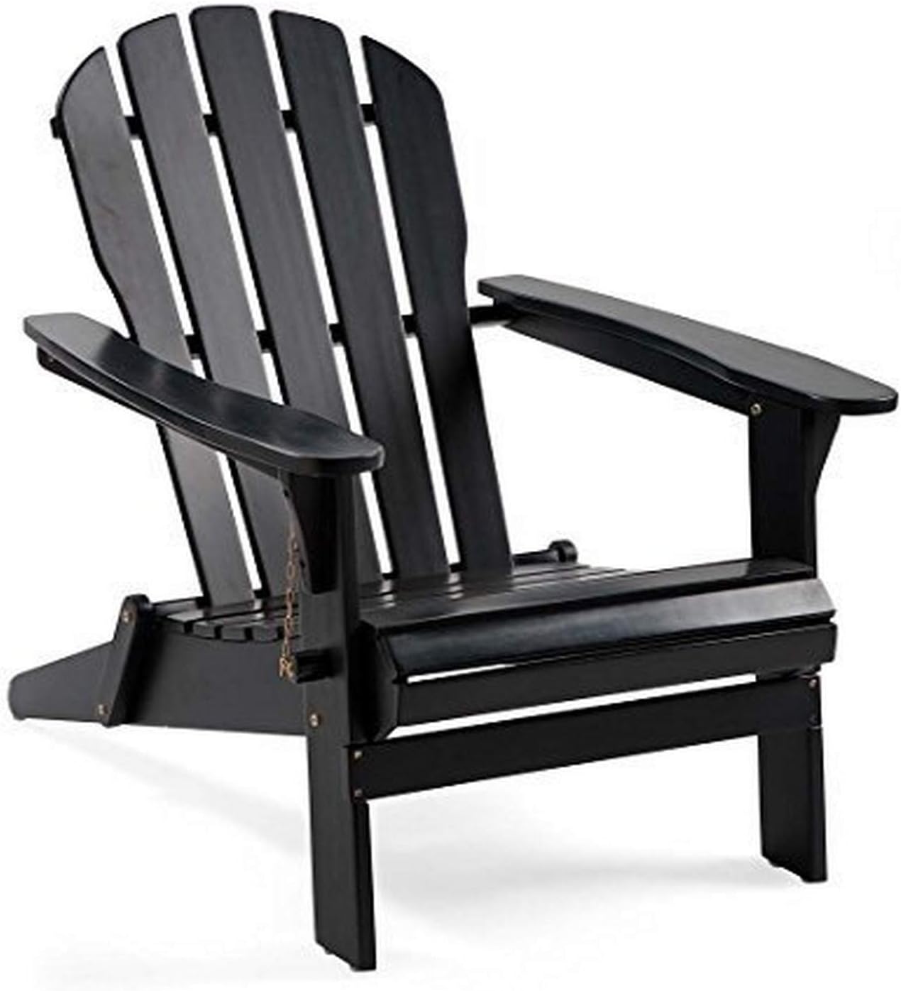 Plow & Hearth 62A80-BK Foldable Eucalyptus Adirondack Chair, Black