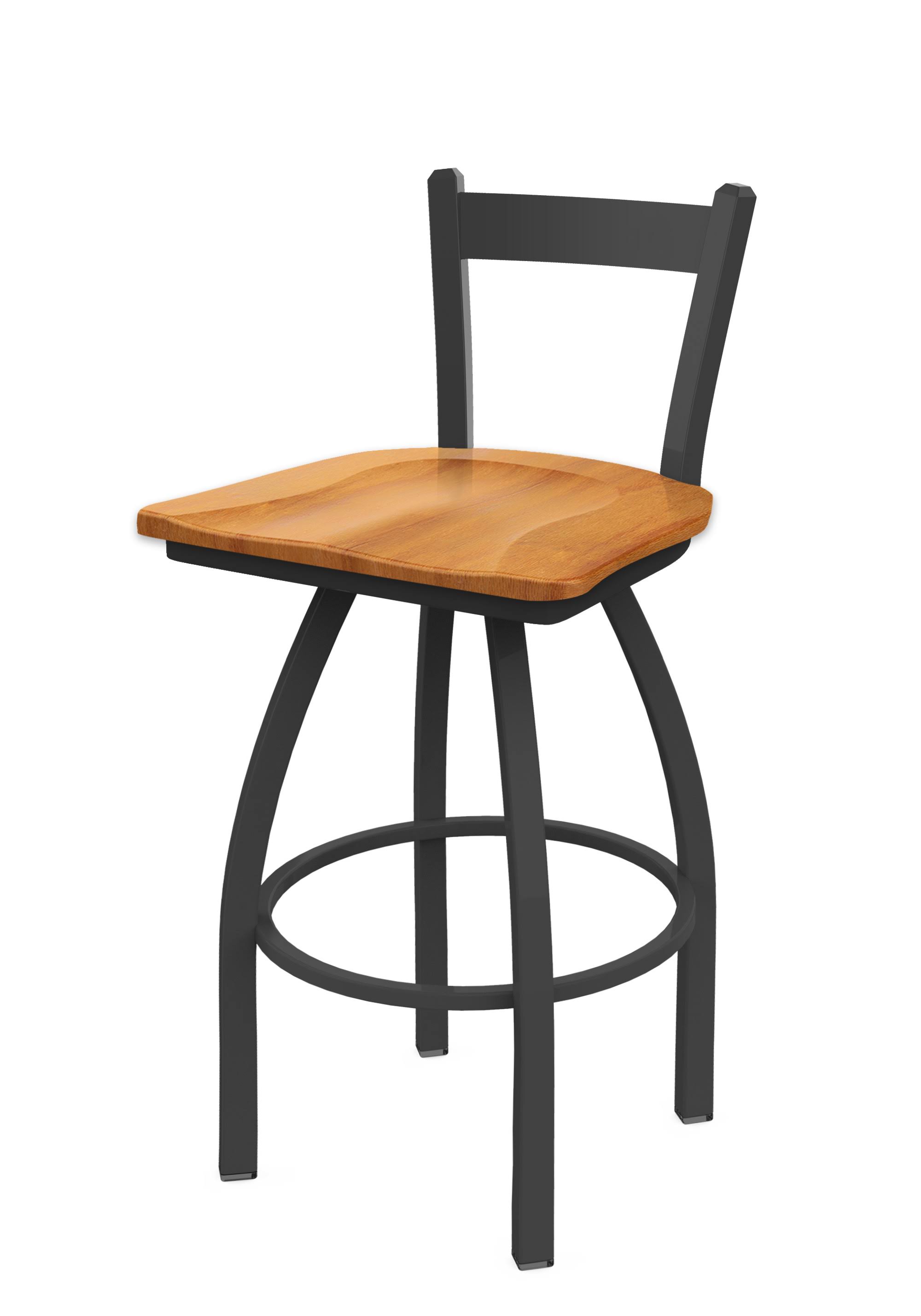 Holland Bar Stool 821 Catalina 30x22 Low Back Swivel Bar Stool with Pewter Finish and Medium Maple Seat