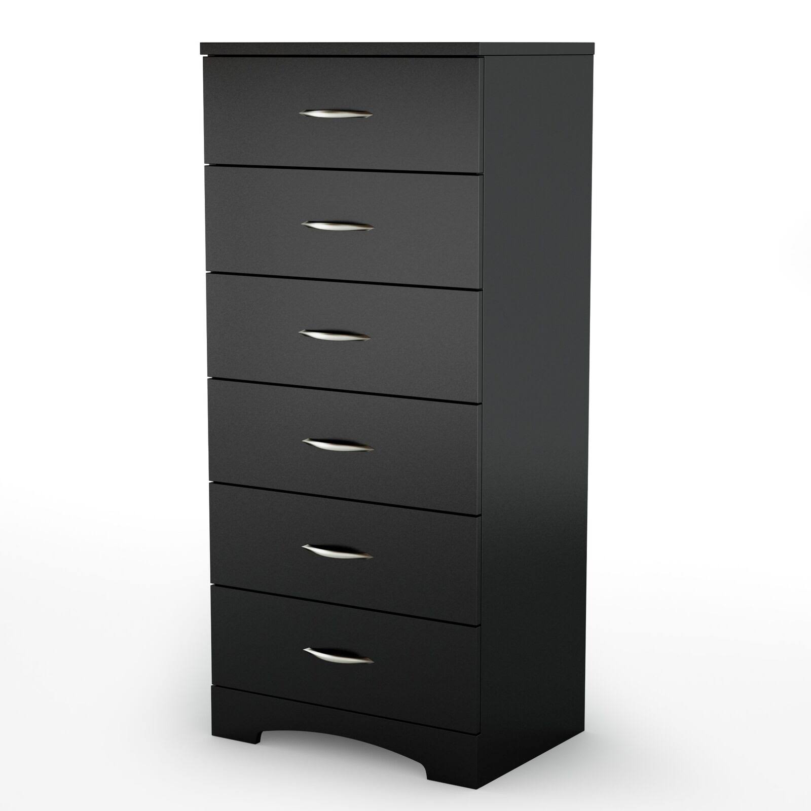 South Shore 6-Drawer Chest Dresser Storage Organizer Bedroom Furniture Modern Elegant Black