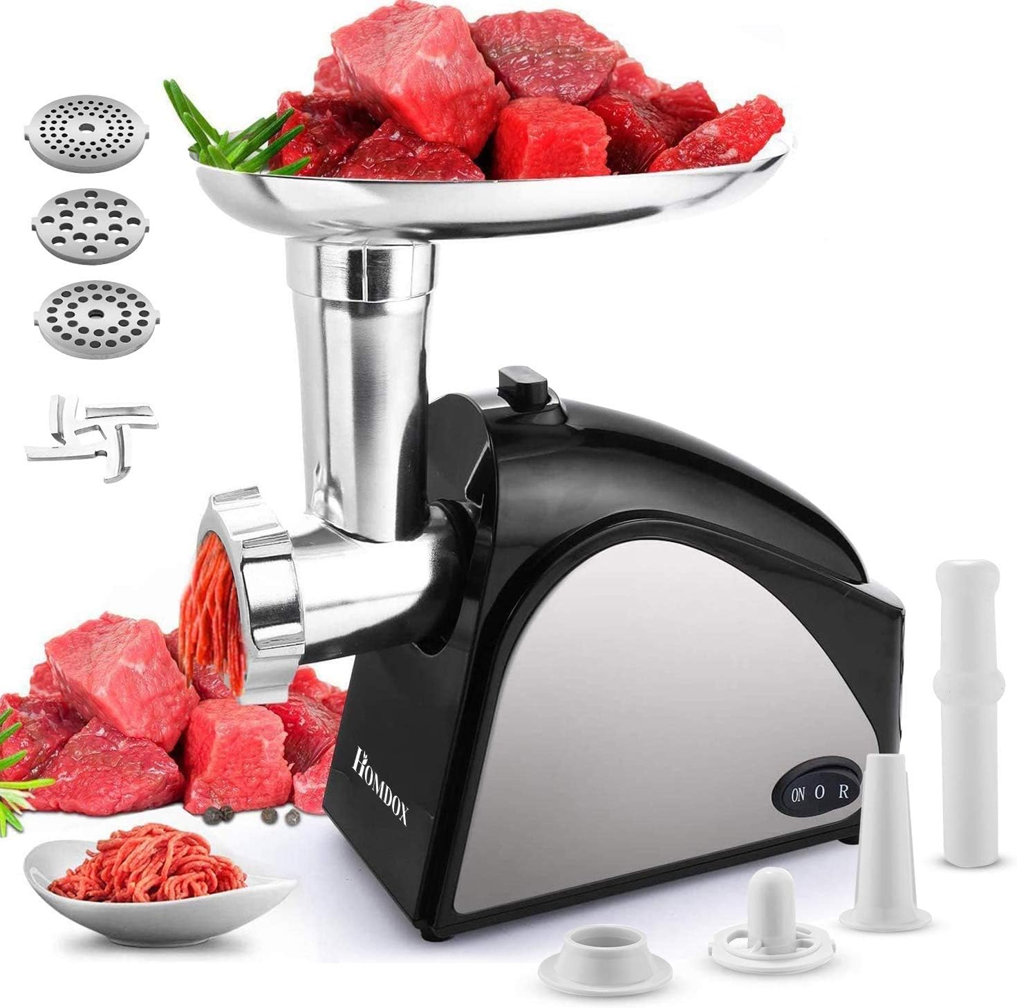 Electric Meat Grinder 2000W, Sausage Grinder with 3 Stainless Steel Grinding Plates and Sausage Stuffing Tubes for Home Use &Commercial Pack of 2