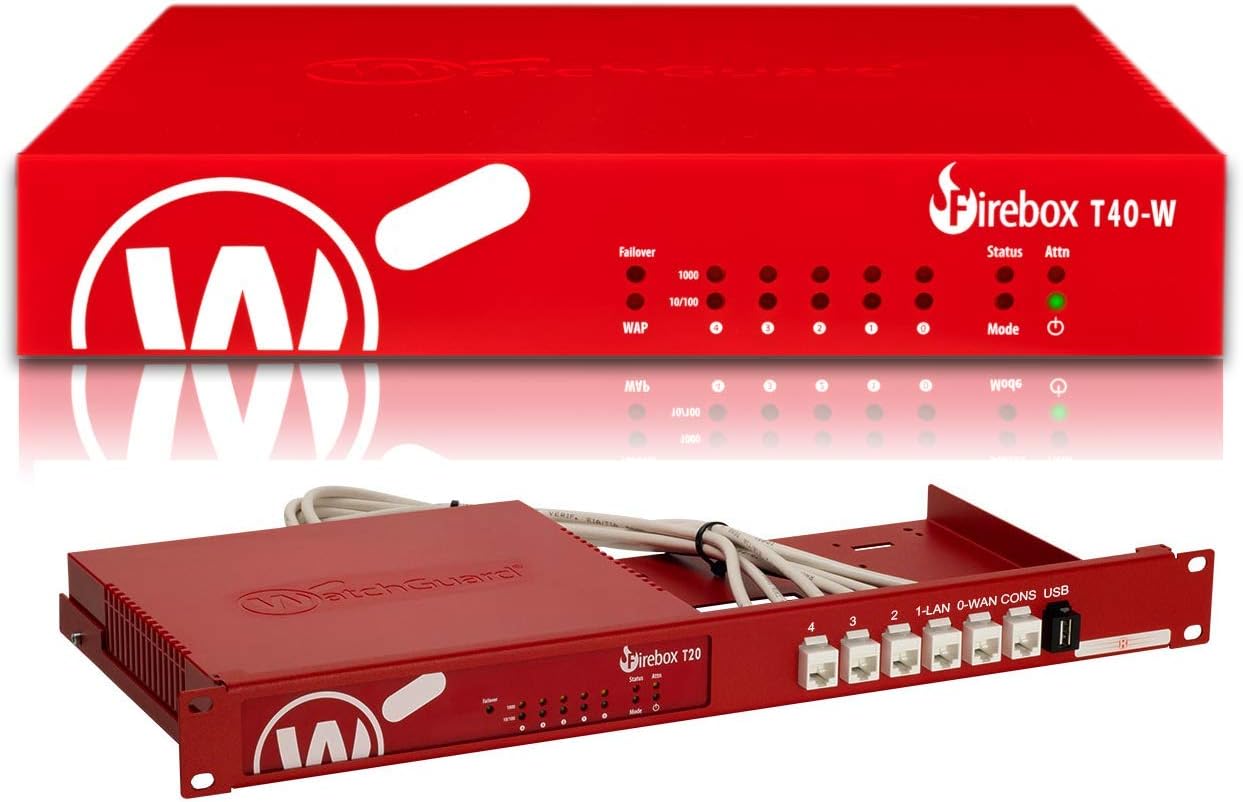 WatchGuard Firebox T40-W Security Appliance Plus 3YR Standard Support Bundle with Rackmount Kit (WGT41003-WW+RM-WG-T6)