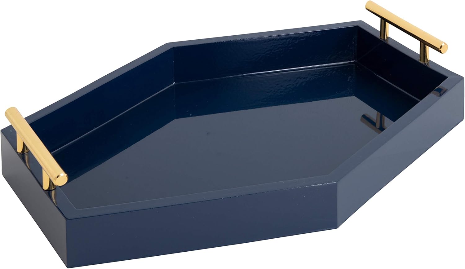 Kate and Laurel Lipton Hexagon Tray with Metal Handles, 12x16.5, White Pack of 2