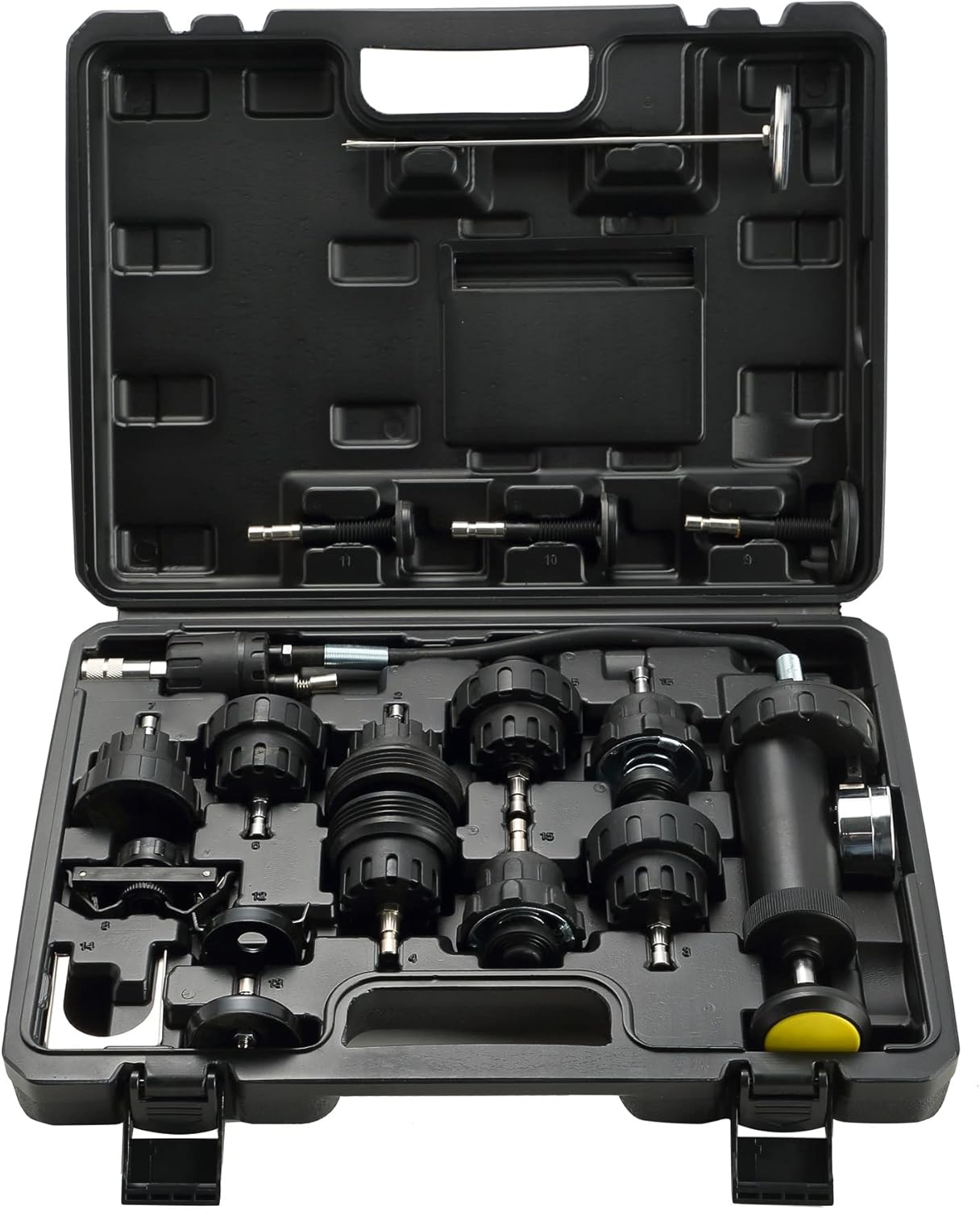 DASBET 18pcs Radiator Pump Pressure Tester Set Vacuum Pump Cooling System Testing Tool Kit