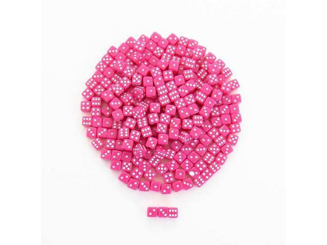 KOP00647 Pink Opaque Dice with White Pips D6 5mm (13/64in) Pack of 250