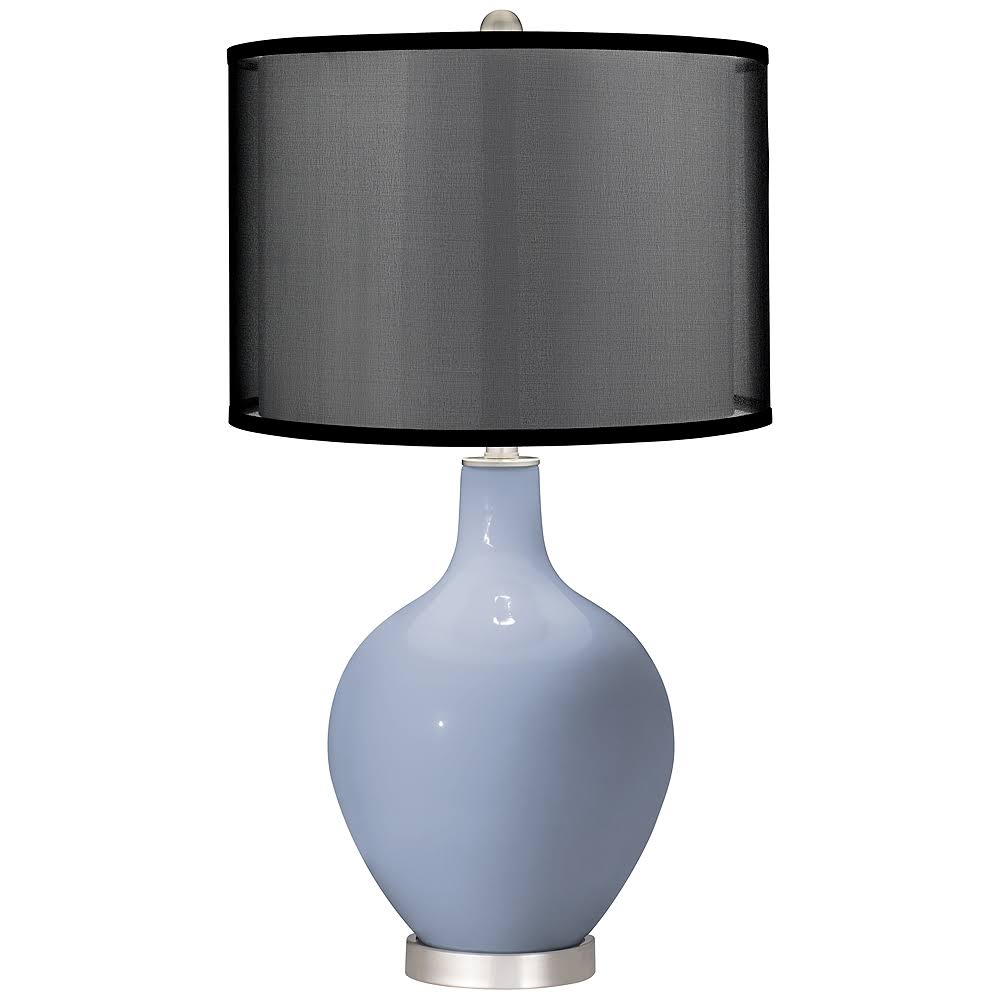 Color + Plus Blue Sky Ovo Table Lamp with Organza Black Shade