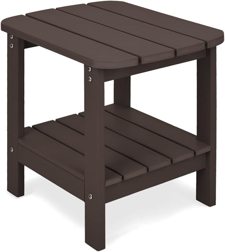 Patio Watcher Outdoor Rectangular Adirondack Side Table, Weather Resistant Poly Lumber End Table(Turquoise)