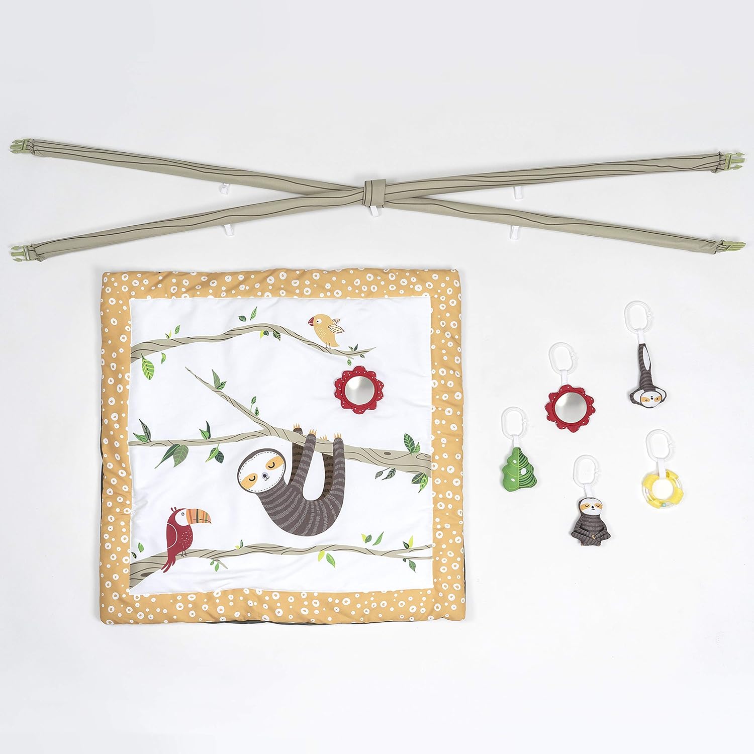 JumpOff Jo &ndash; Infant Activity Gym and Baby Play Mat &ndash; Ages 0-18 mo. &ndash; Jungle Sloth