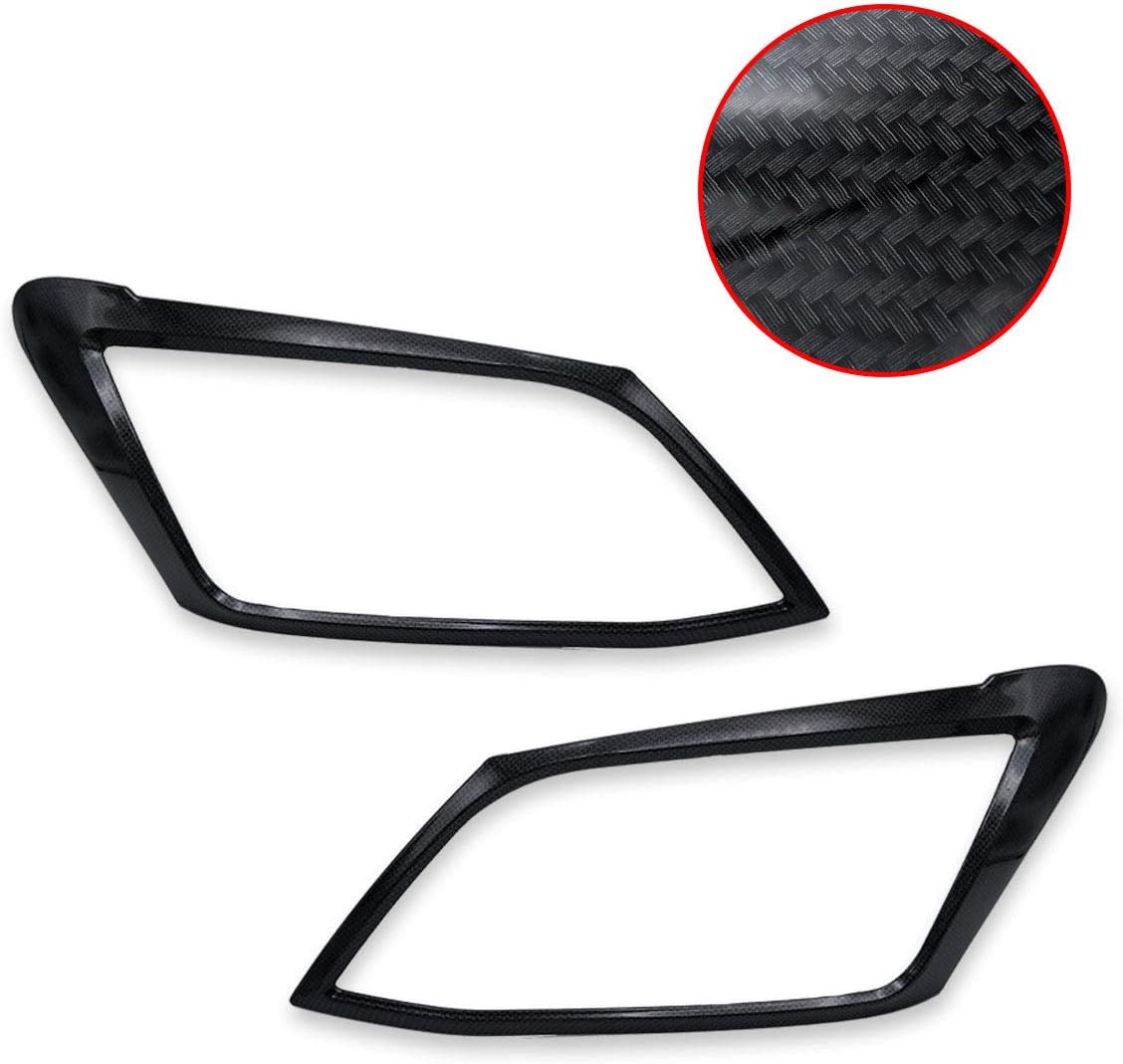 Nonstops Head Lamp Lights Cover Carbon Black Fits Isuzu D-Max Hi-Lander V-Cross 2012 15