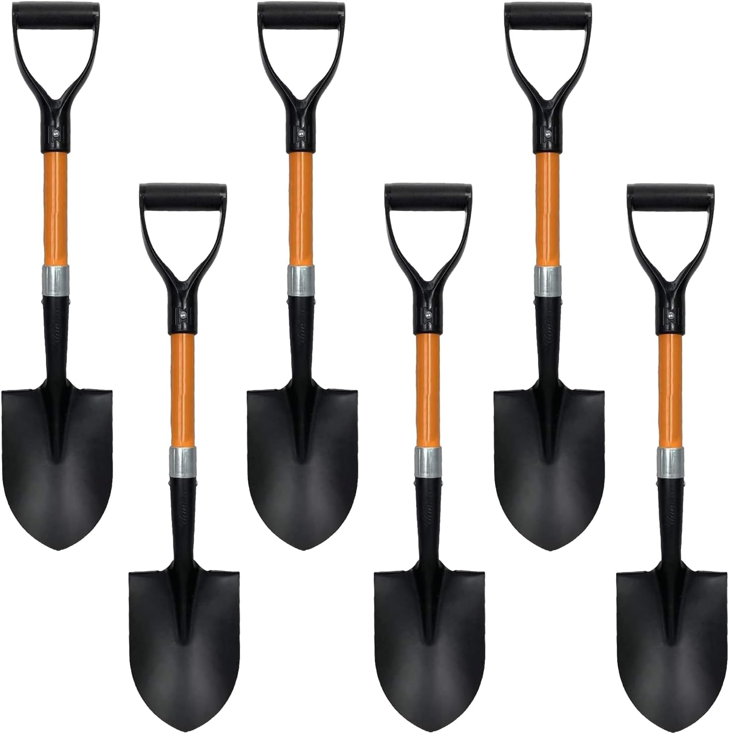 Ashman Round Shovel (6 Pack) - 27 Inches in Length, Durable Handle, Round Shovel with Comfortable Grip with a Sturdy Blade, Multipurpose Premium Round Point Blade Shovel.