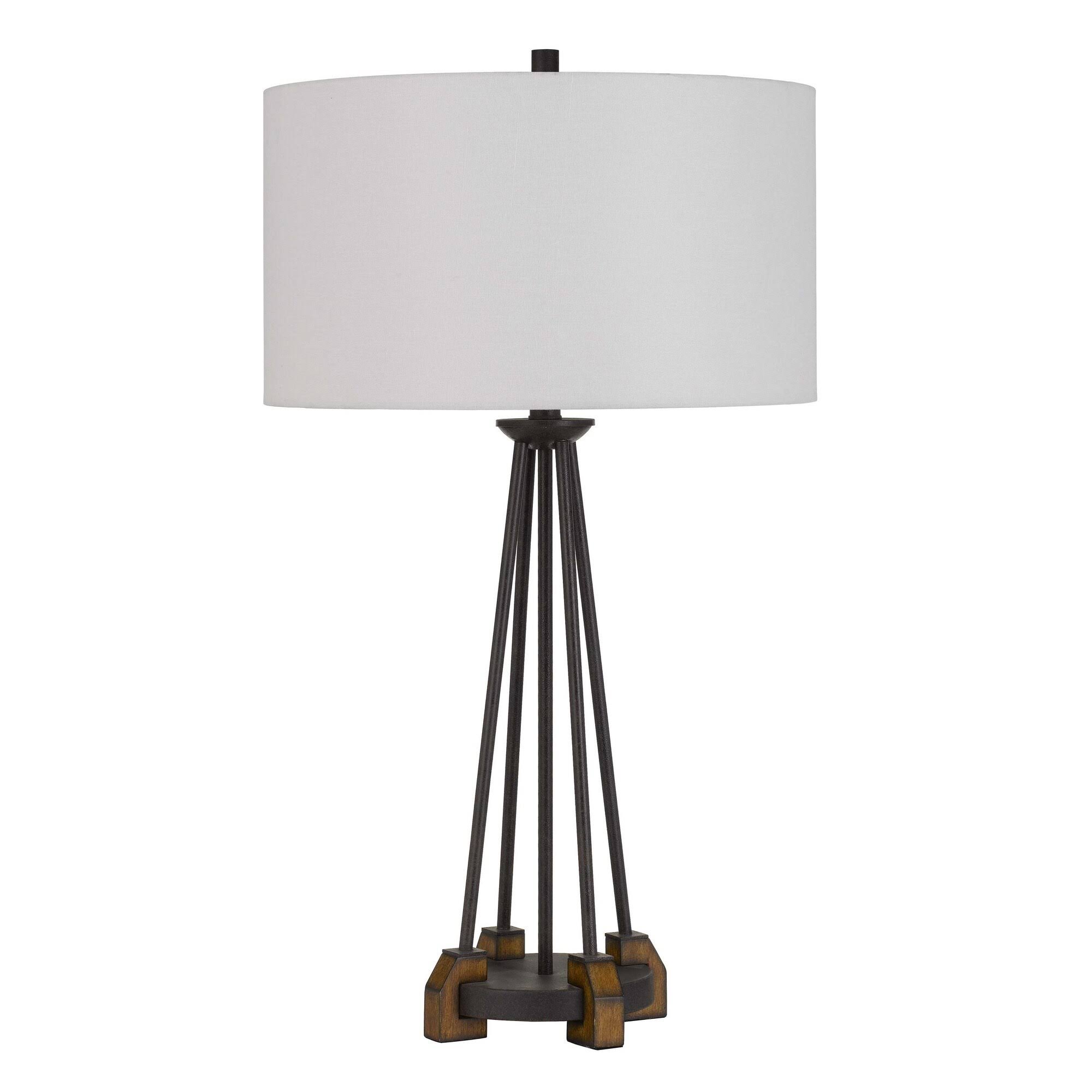 31.25x22 Metal Table Lamp with Drum Style Shade Black and Brown BM233473