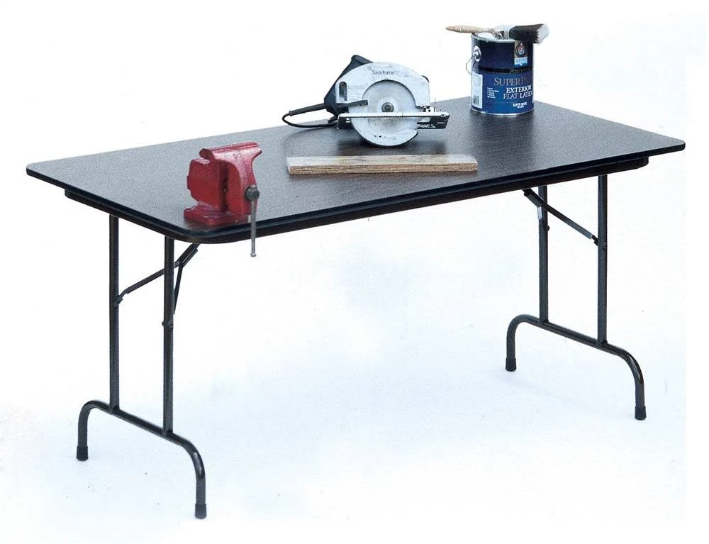 High Pressure Folding Table in Black Granite (18 in. x 72 in./Med Oak)