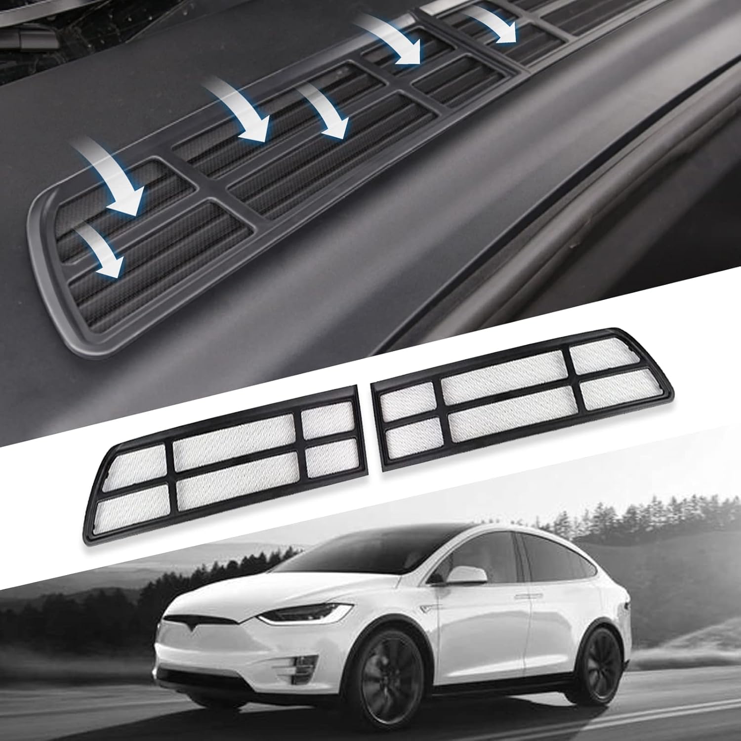 kasney Car Trunk Mat Fit Tesla Model 3 Front Trunk Liner All Weather Rear Trunk Storage Mat Cargo Liners Model Y Accessories for Tesla (Set of 3 Mats 2021+)