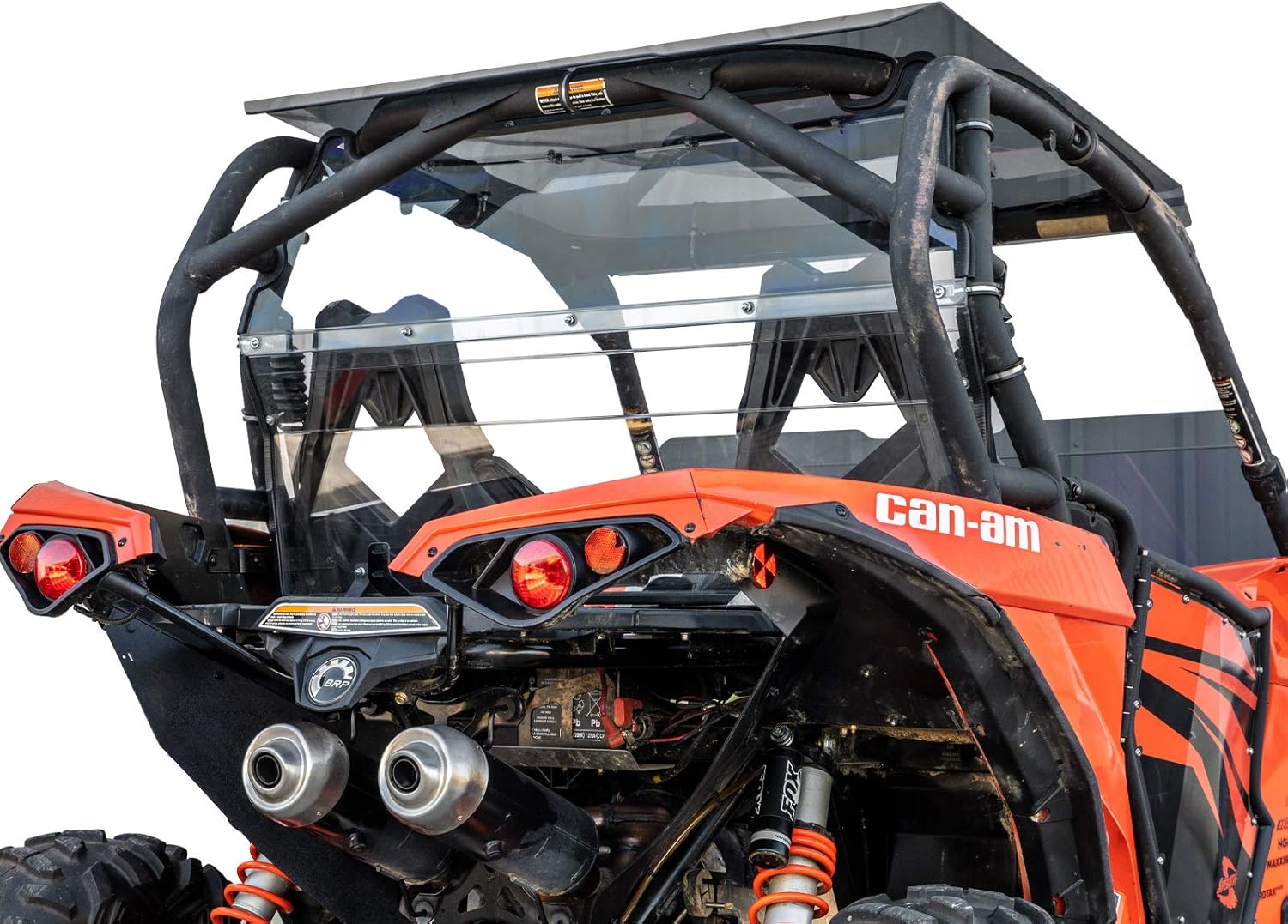 SuperATV Rear Windshield for 2013-2018 Can Am Maverick | Made of 1/4” Clear Standard Polycarbonate—250x Stronger Than Glass and 25x Stronger Than Acrylic | Made in the USA