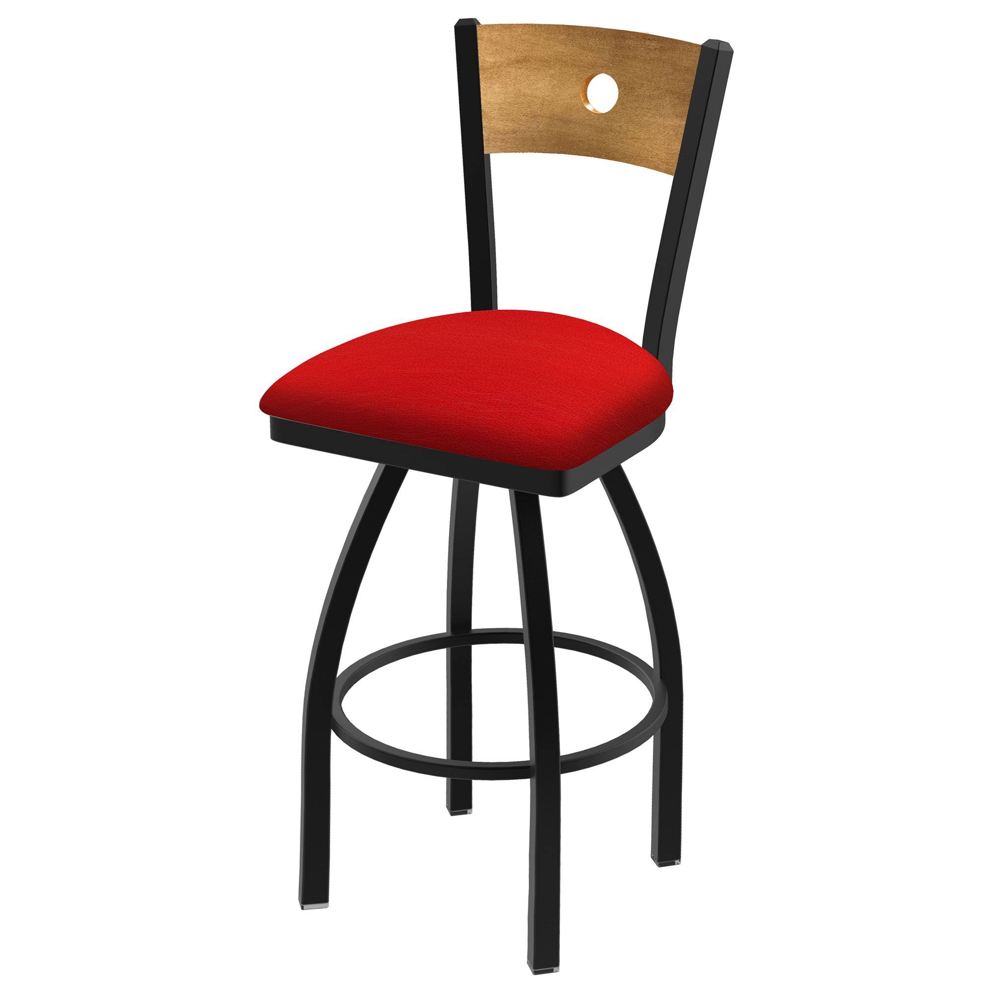 Holland Bar Stool 830 Voltaire 25x22 Swivel Counter Stool with Black Wrinkle Finish, Medium BACK, and Canter Red Seat