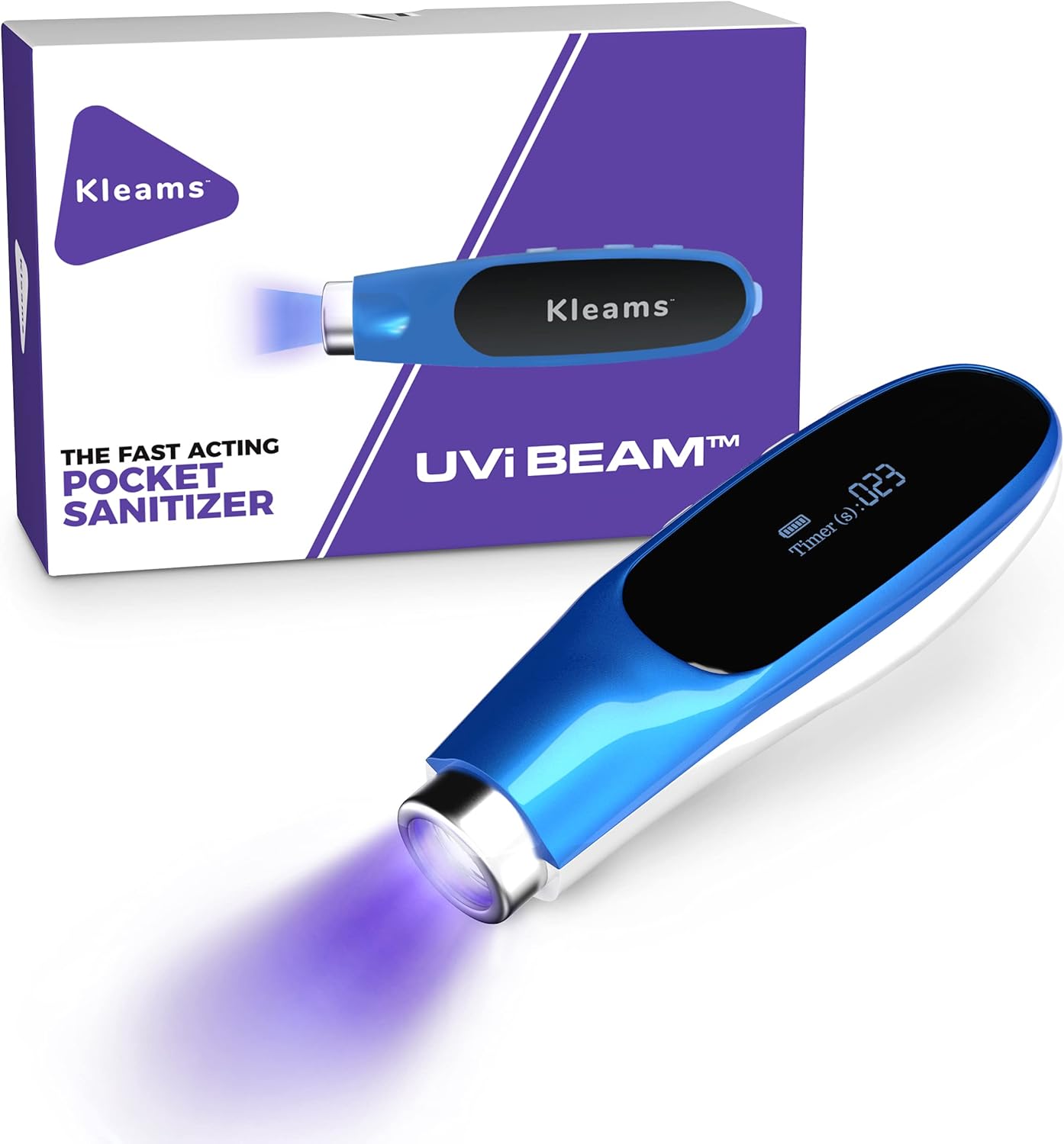 KLEAMS - Portable UV Light Sanitizer Wand – Can Safely Kill Harmful Germs in Seconds - Mini Ultraviolet Sterilizer for Sanitizing your Cell Phone, Baby Items or any Surface - Pocket Sized for Travel Pack of 2