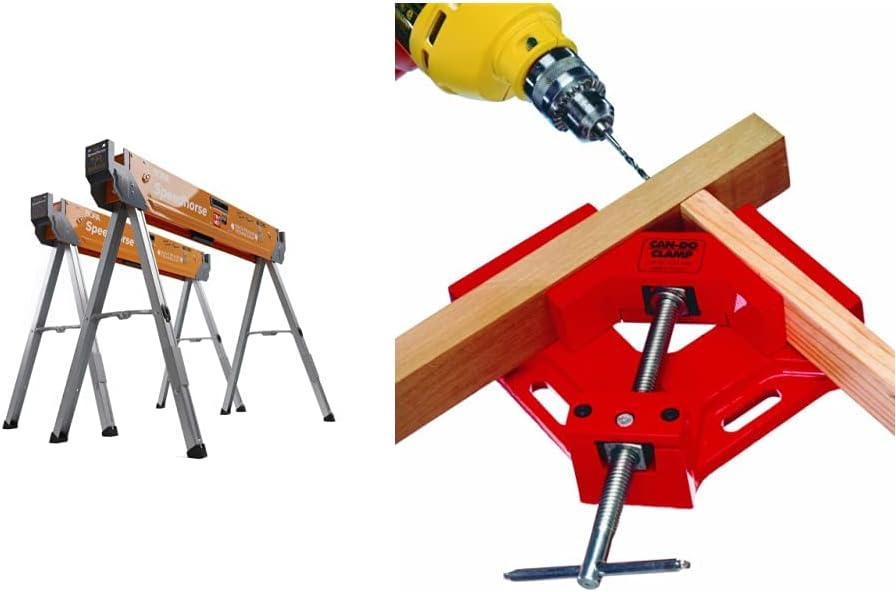 Bora Portamate Speedhorse Sawhorse Pair&ndash; Two Pack, Table Stand with Folding Legs, Metal Top for 2x4, Heavy Duty Pro Bench Saw Horse for Woodworking, Carpenters, Contractors, PM-4500T