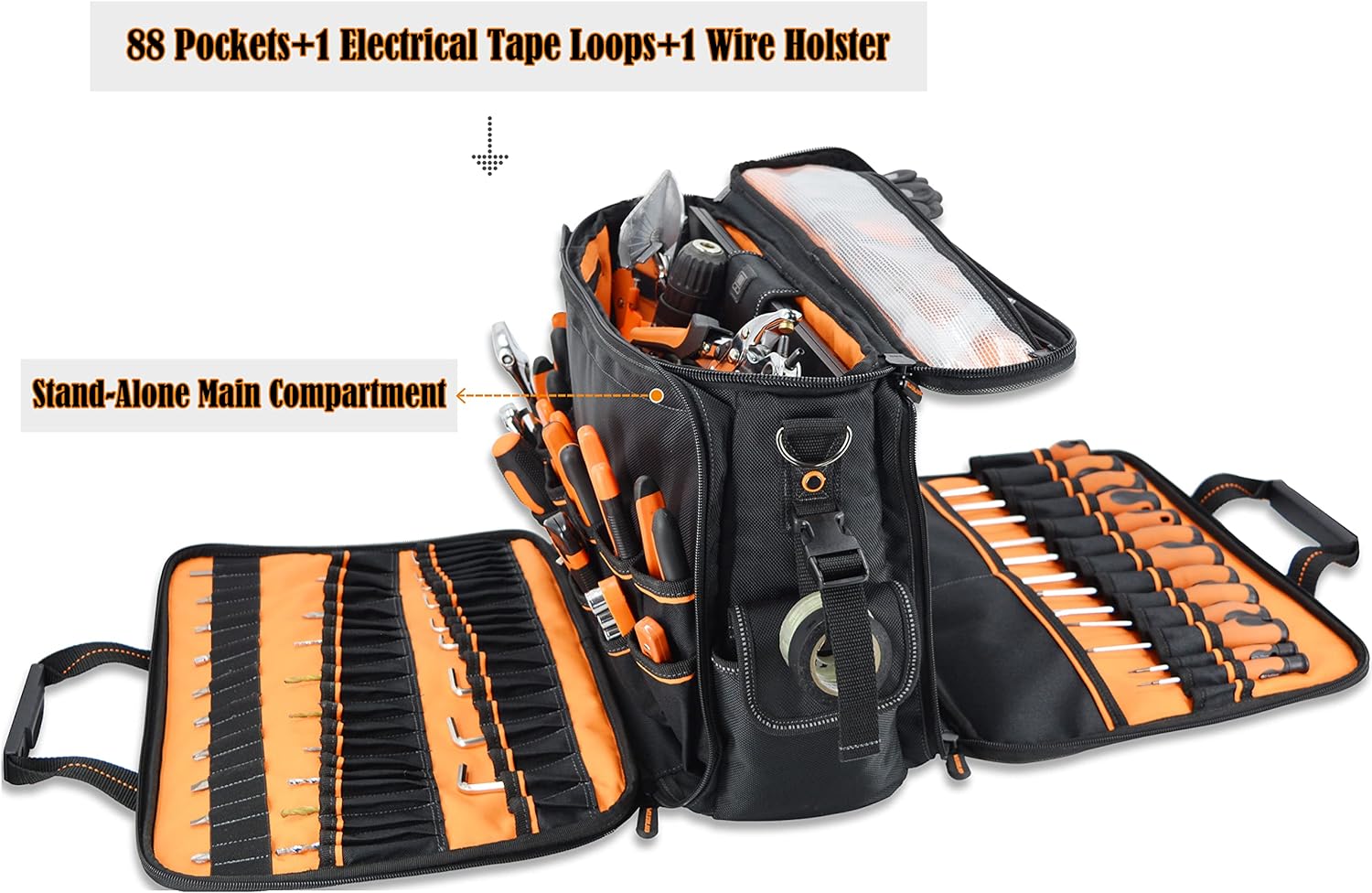 88-Pockets Electrician tool bag, Electricians tool bag, Electrician bag, Electrical tool bags, Technician tool bag, Computer technician bag, Laptop tool bag, HVAC tool bag, Tool bags for electricians