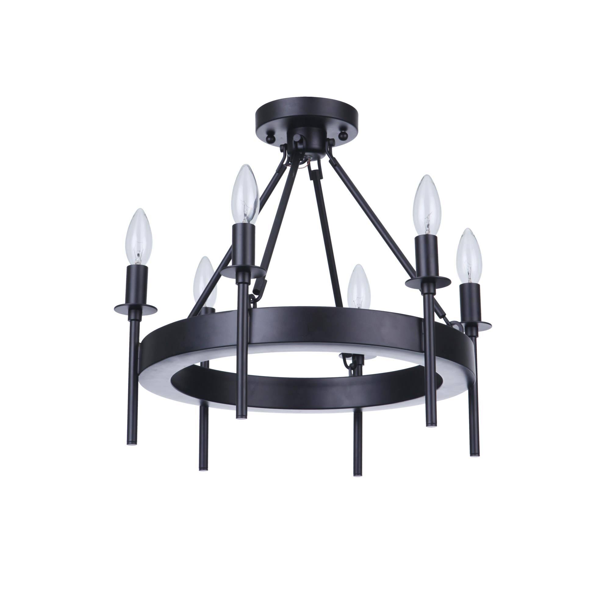 Craftmade 54356-FB Larrson 6 Light Semi-Flush in Flat Black