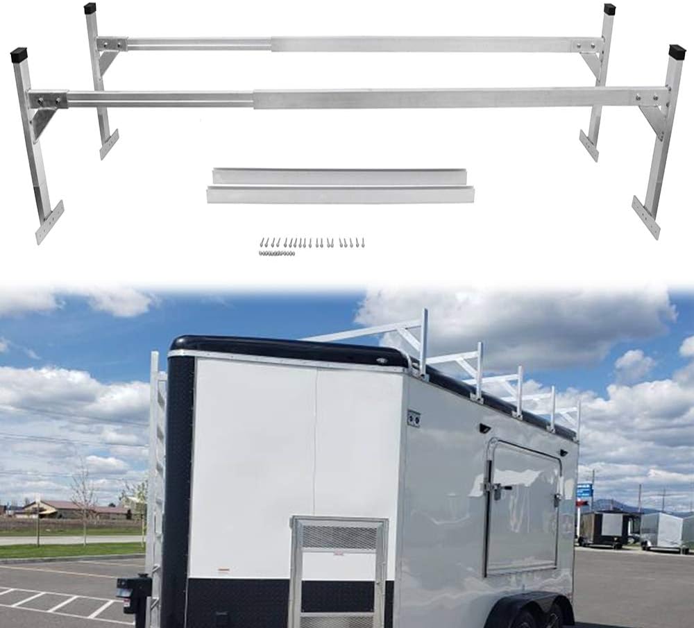 Hildirix Trailer Ladder Rack for Enclosed Trailer Aluminum Adjustable Ladder Rack for Trailer