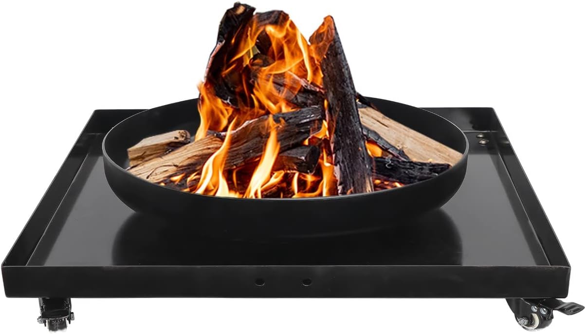 Firepit on Wheels - Rollaway Compact Wood Fire Pit Space Saving Metal Portable Outdoor Firepit Bonfire for Outside Wood Burning Fireplace on Wheels for Patio, Porch, Camping, Balconies, BBQ's & Garden