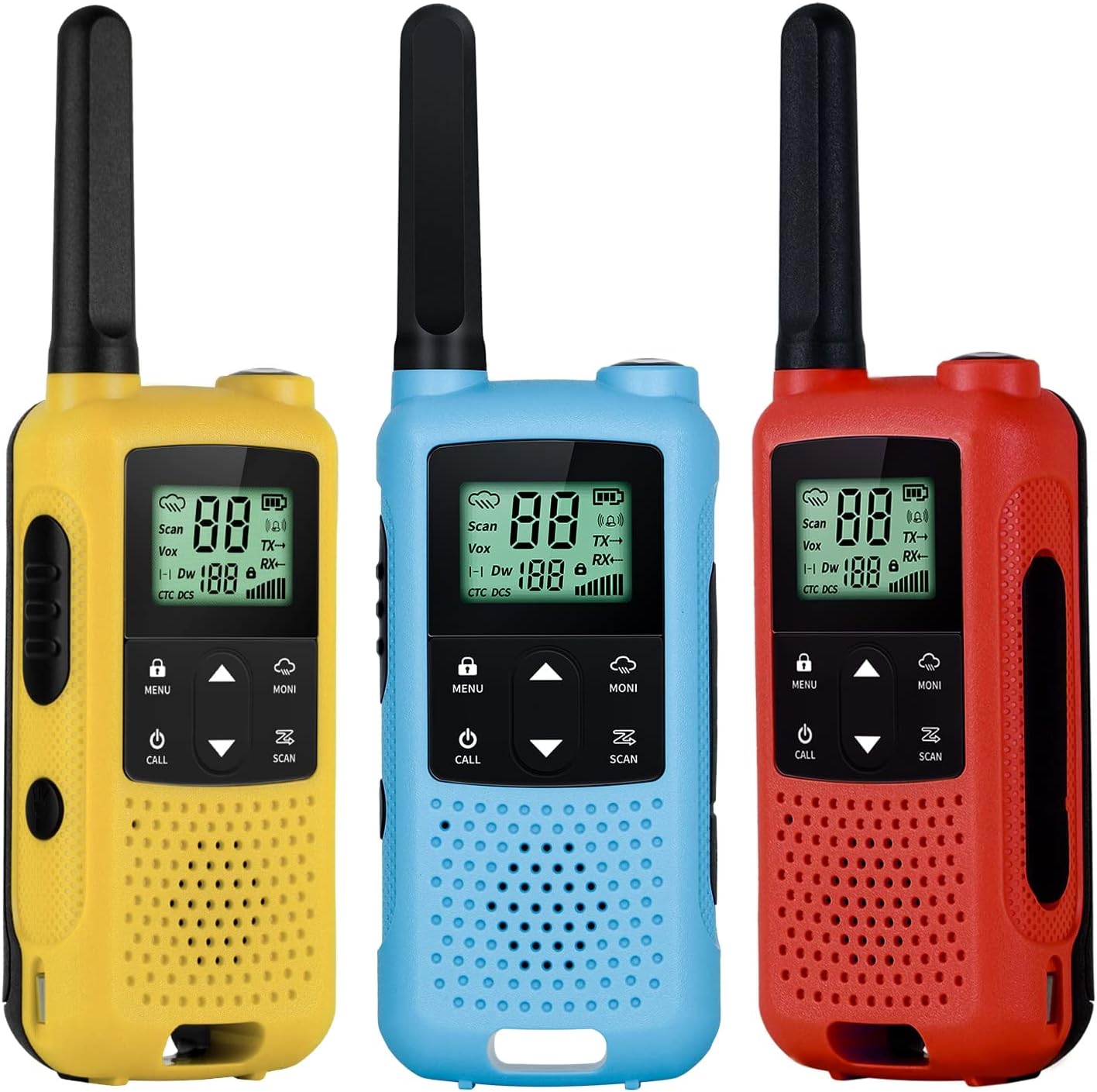 TIDRADIO Walkie Talkies Long Range for Adults 3 Pack, 22 Channels Two Way Radios Rechargeable Walkie Talkie with Earpiece and Mic Set, NOAA Weather, Alerts Scan Flashlight for Camping/Hiking/Biking